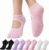 J-BOX 4 Pairs Pilates Socks for Women – Non Slip Grip Socks for Yoga, Barre, Hospital, Barefoot