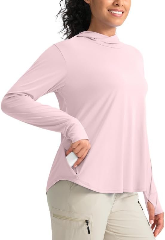 Pudolla Women’s Sun Protection Shirt UPF 50+ Long Sleeve Lightweight UV Hoodie for Women Hiking Outdoor Fishing Summer