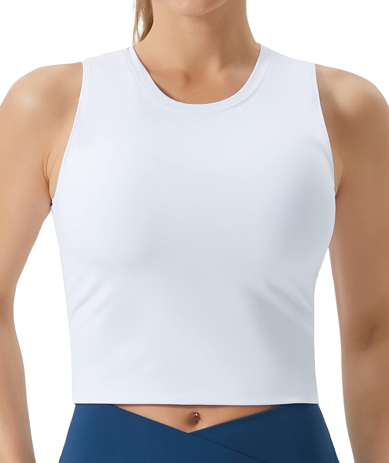 THE GYM PEOPLE Women’s Medium Support Sports Bra Removable Padded Sleeveless Workout Crop Tops