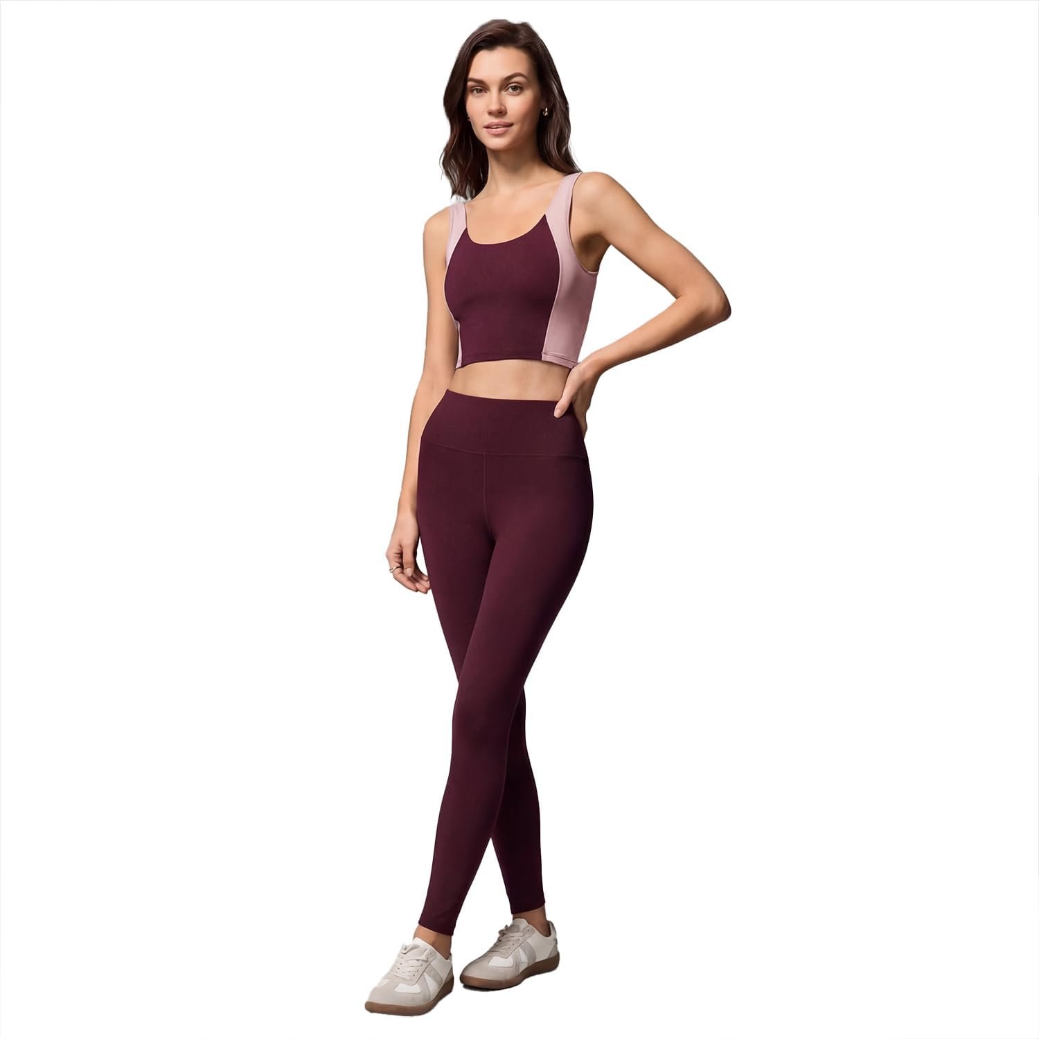 Women’s 2-Piece Athletic Workout Set, Moisture-Wicking Nylon Spandex Top and Bottom,Yoga, Gym, Running