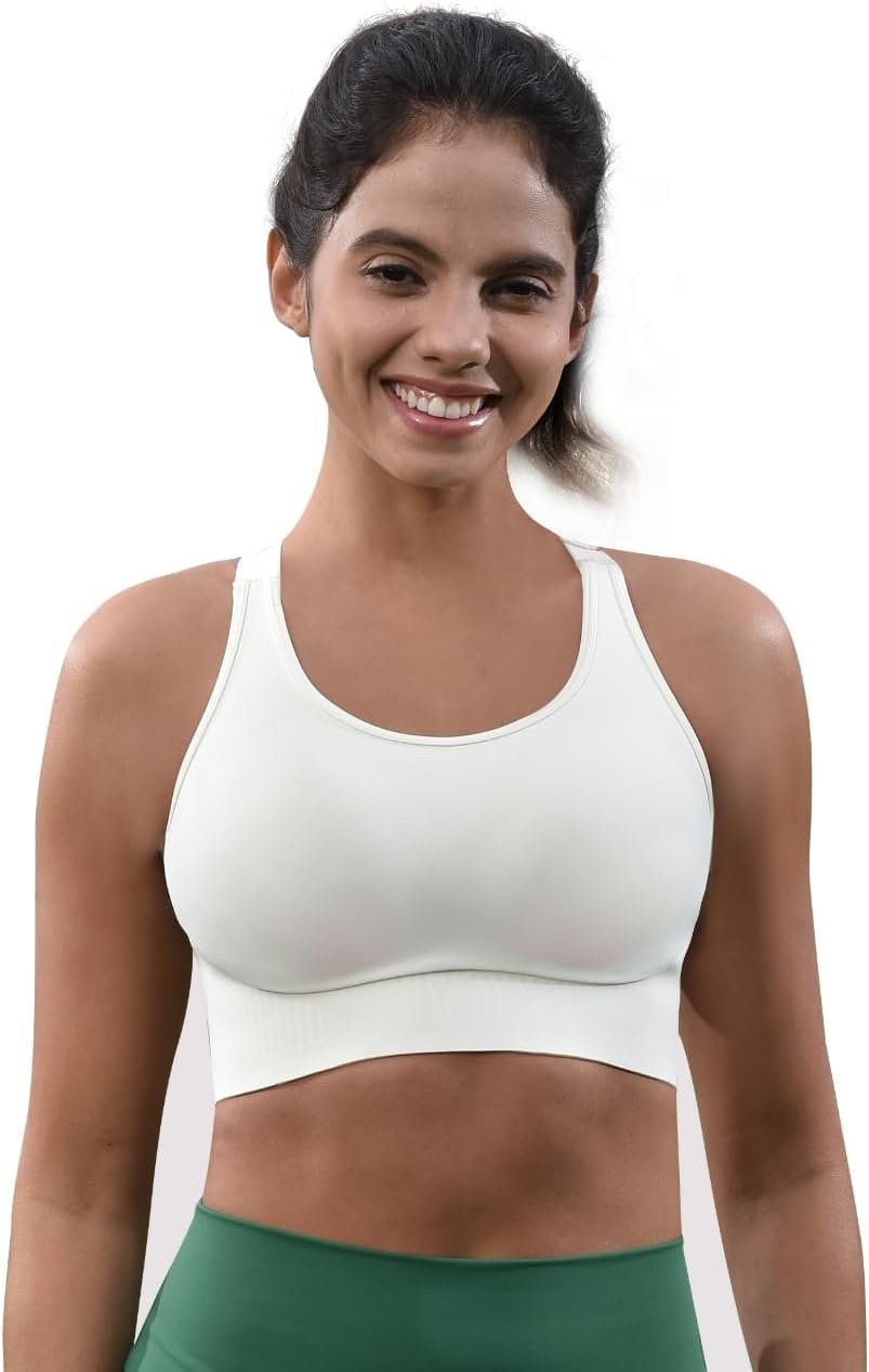 Cordaw Women’s High Support Sports Bra, Adjustable Straps & Molded Cups, Racerback Workout Top
