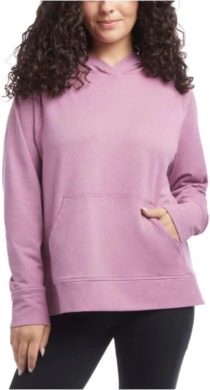 Danskin Women’s Long Sleeve Melange Hoodie Pullover with Kangaroo Pocket