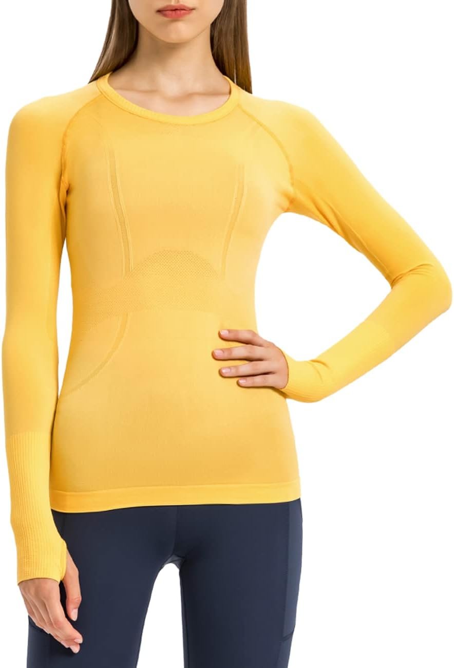 LUYAA Women’s Workout Tops Long Sleeve Shirts Yoga Sports Breathable Gym Athletic Top Slim Fit