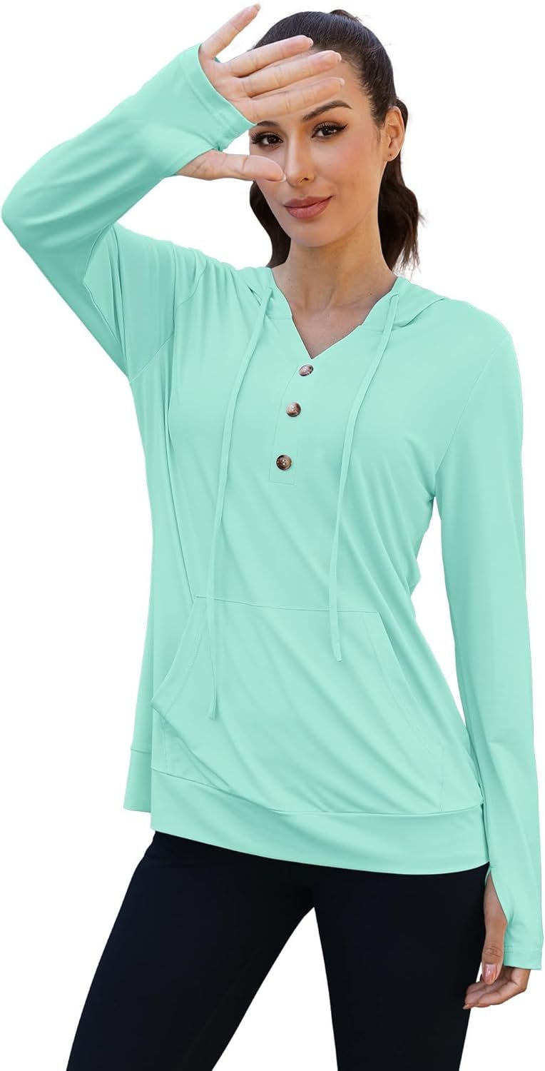 Womens Sun Shirts UPF50+ Rash Guard UV Protection Quick Dry Hoodies Workout Athletic Tops Fitness Clothing