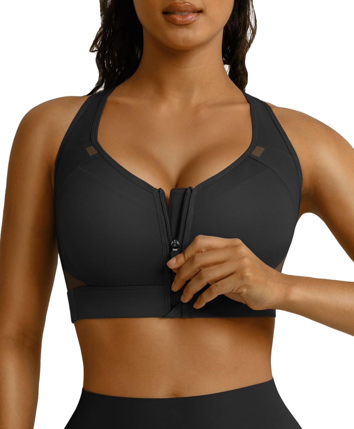 BRXL Sports Bras for Women Front Zip High Impact Adjustable Straps Sports Bra Workout Sports Bras with Sewn in Pads