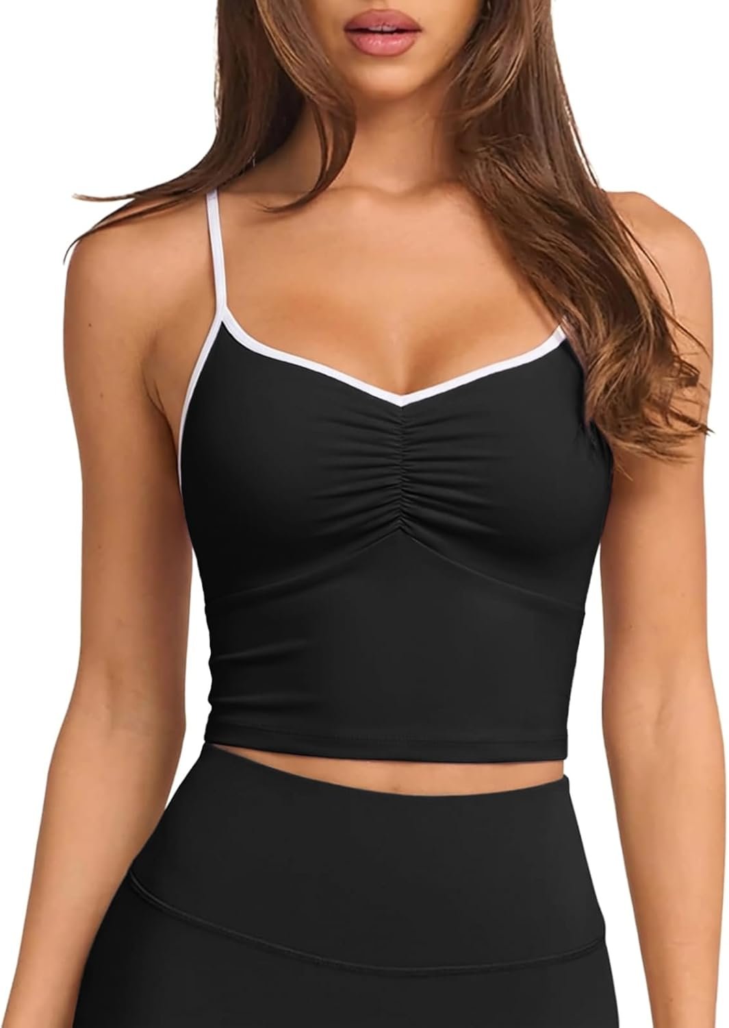 Longline Padded Sports Bra Workout Top for Women, Adjustable Straps Backless Crop Top Push Up Yoga Running Tank Top