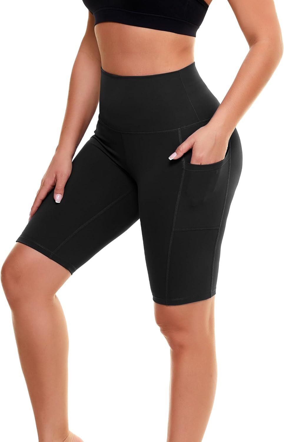 GAYHAY Biker Shorts for Women with Pockets – 8″/5″/3″ Booty High Waisted Black Spandex Volleyball Short for Workout Yoga
