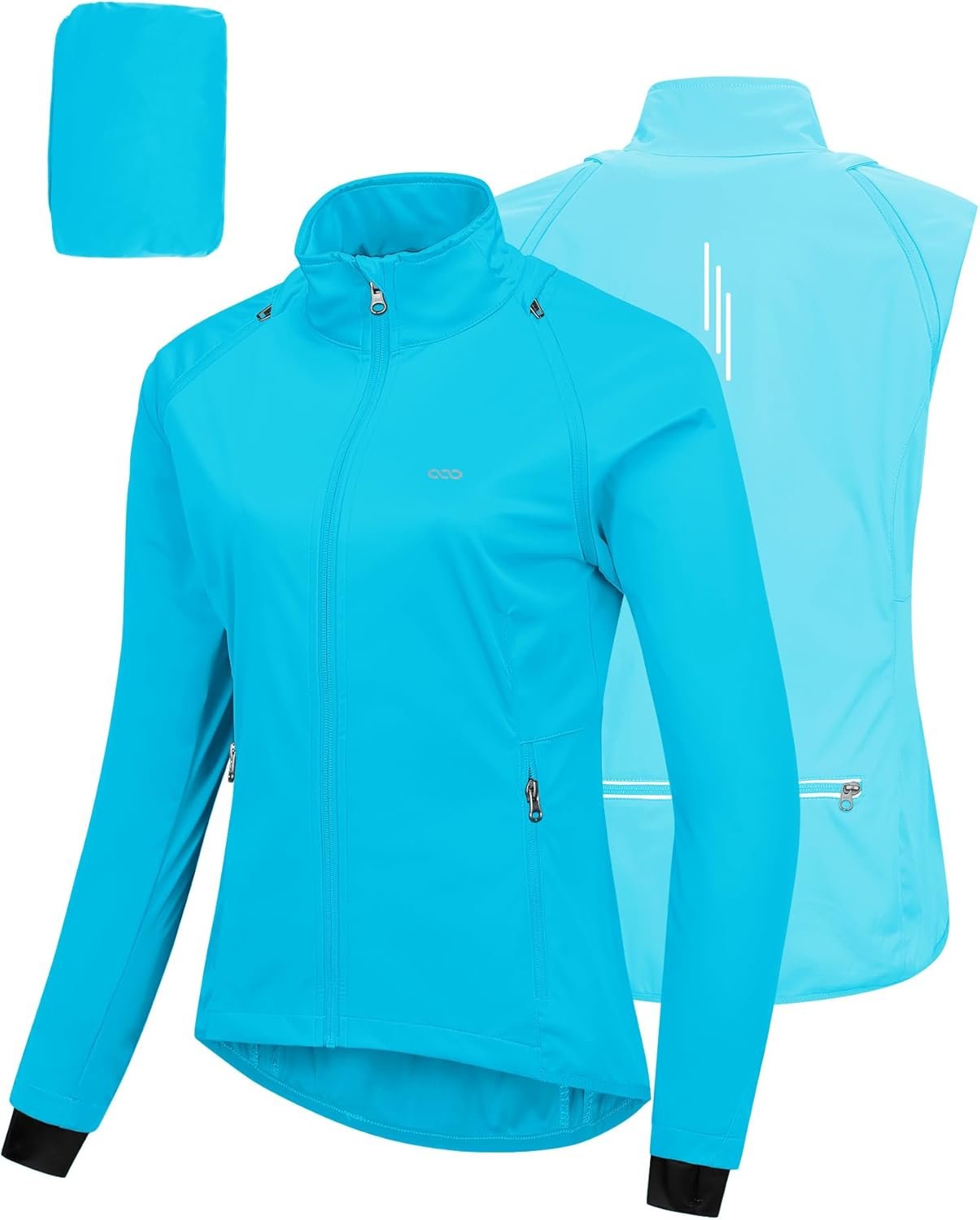 33,000ft Women’s Zip Up Lightweight Athletic Workout Yoga Cycling Track Running Jacket Waterproof Windproof Reflective