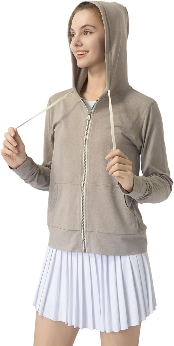 Women’s Stretch Athletic Full Zip Hoodie – Kangaroo Pockets, Comfort Workout Jacket for Active & Relaxed Days