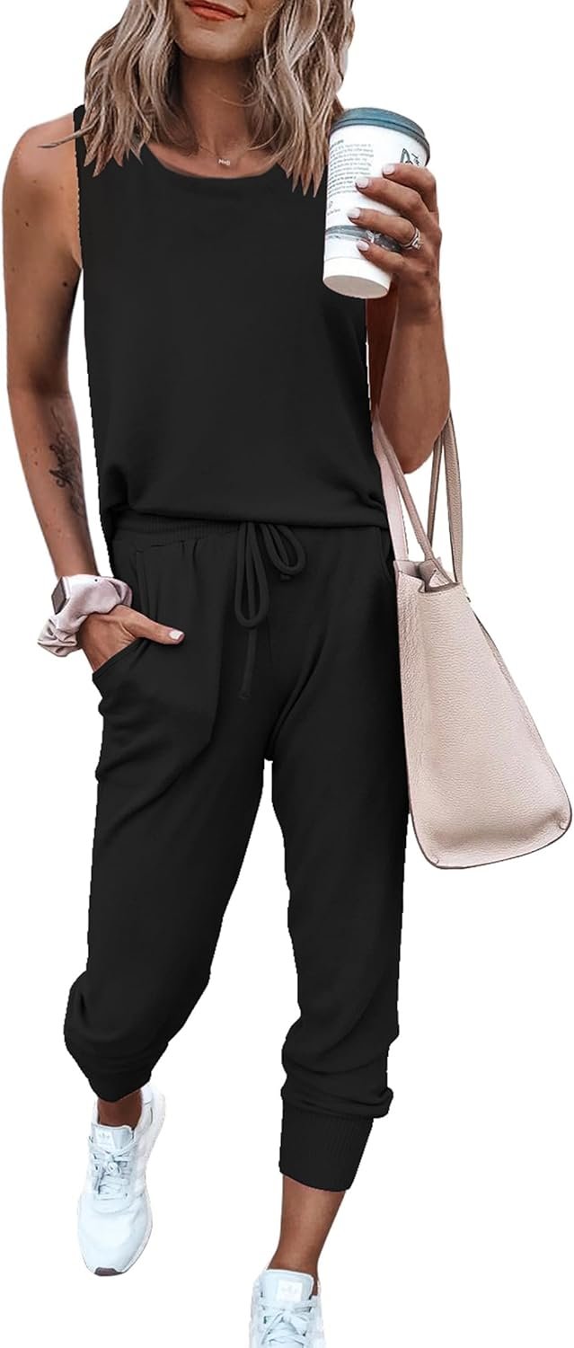 PRETTYGARDEN Women’s Two Piece Outfit Sets Casual Summer Sleeveless Matching Lounge Wear Spring Travel Clothes Tracksuit