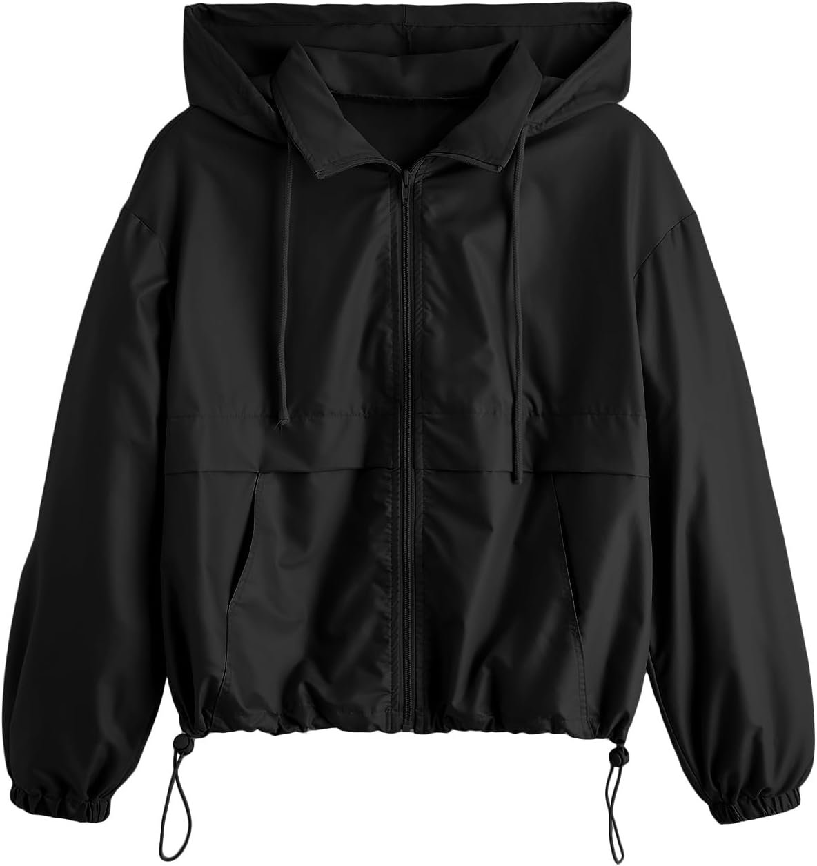 Verdusa Women’s Zip Up Lightweight Windbreaker Jacket Sport Casual Workout Hoodie Outerwear with Pockets Rainy Day Outfits