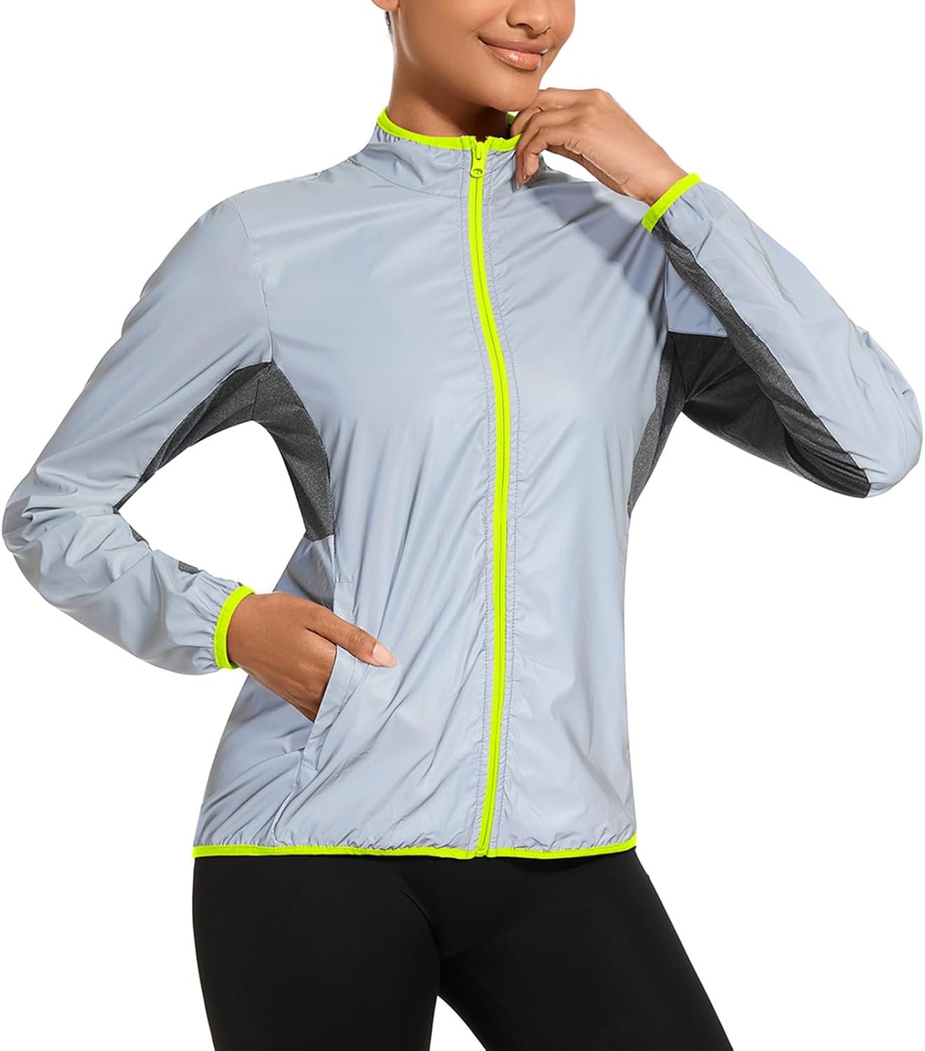 bpbtti Women’s Lightweight Full Zip Windbreakers Reflective Jackets workout Tops For Spring/Autumn