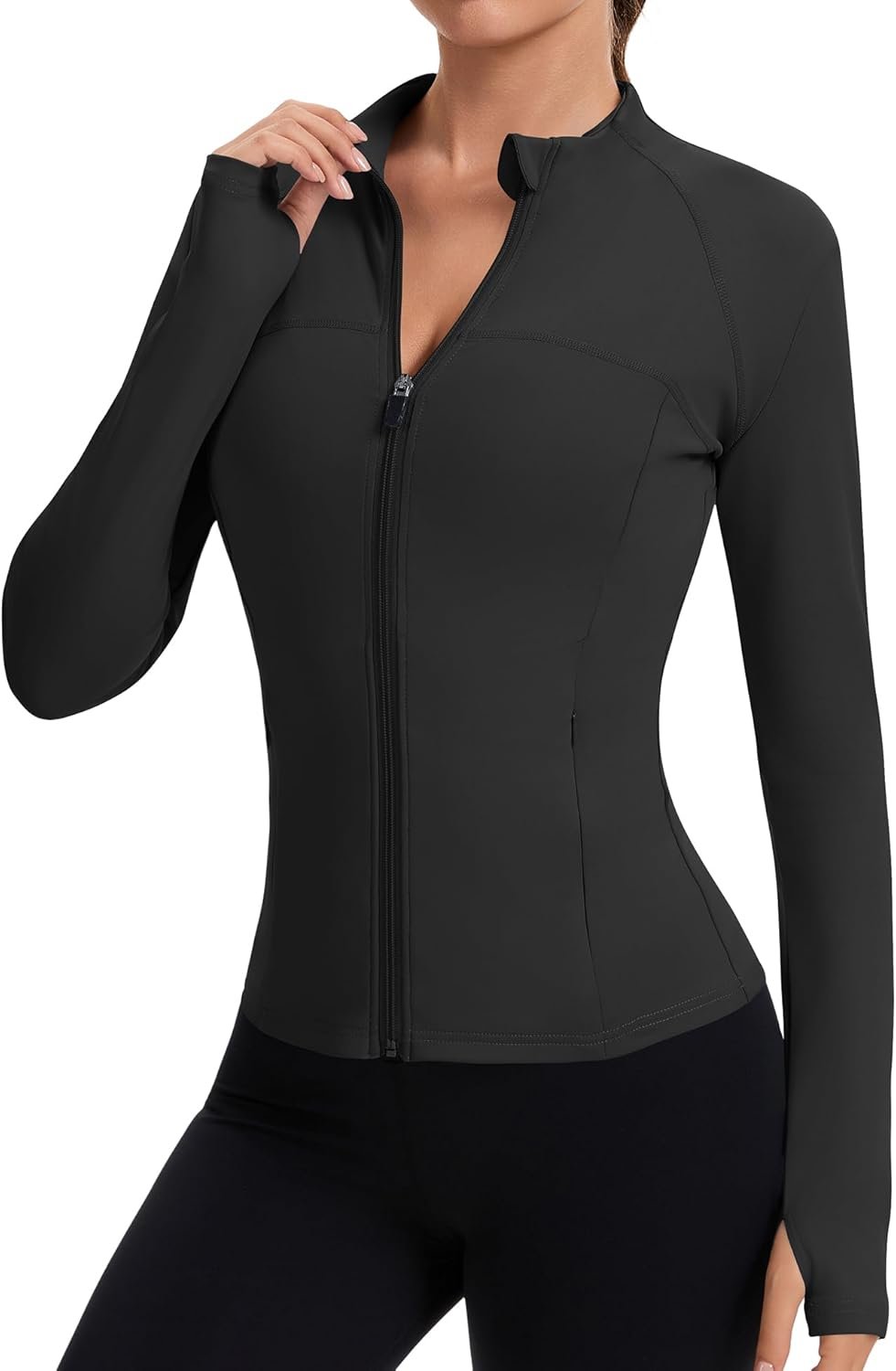 Rapbin Women’s Full Zip Workout jackets Runing Slim Fit Athletic Tops With Thumb Holes