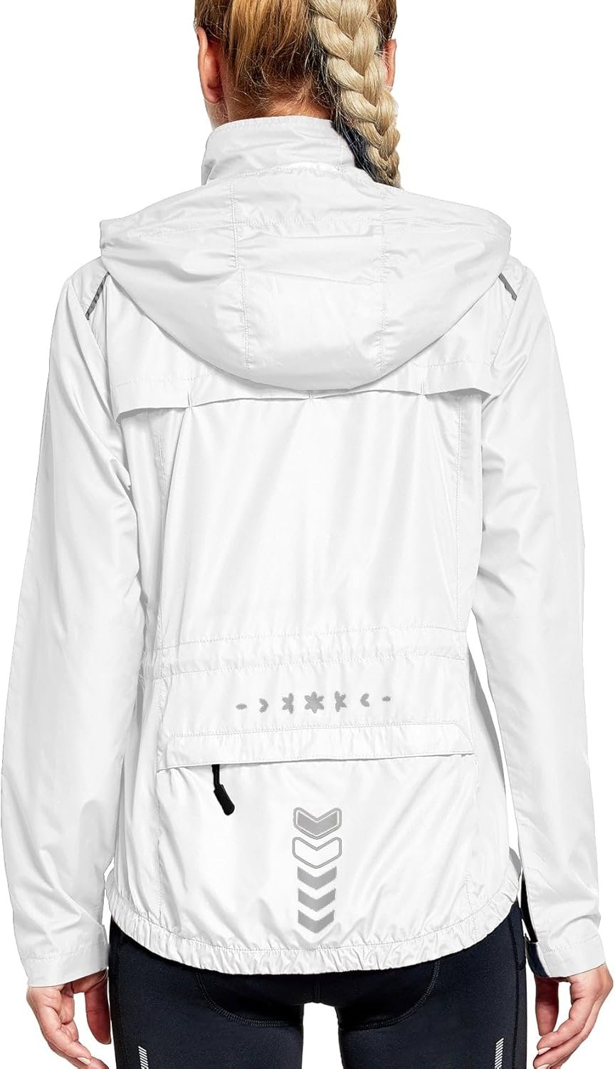 FitsT4 Sports Women’s Cycling Running Jackets Lightweight Windproof Bike Windbreaker Reflective with Hooded