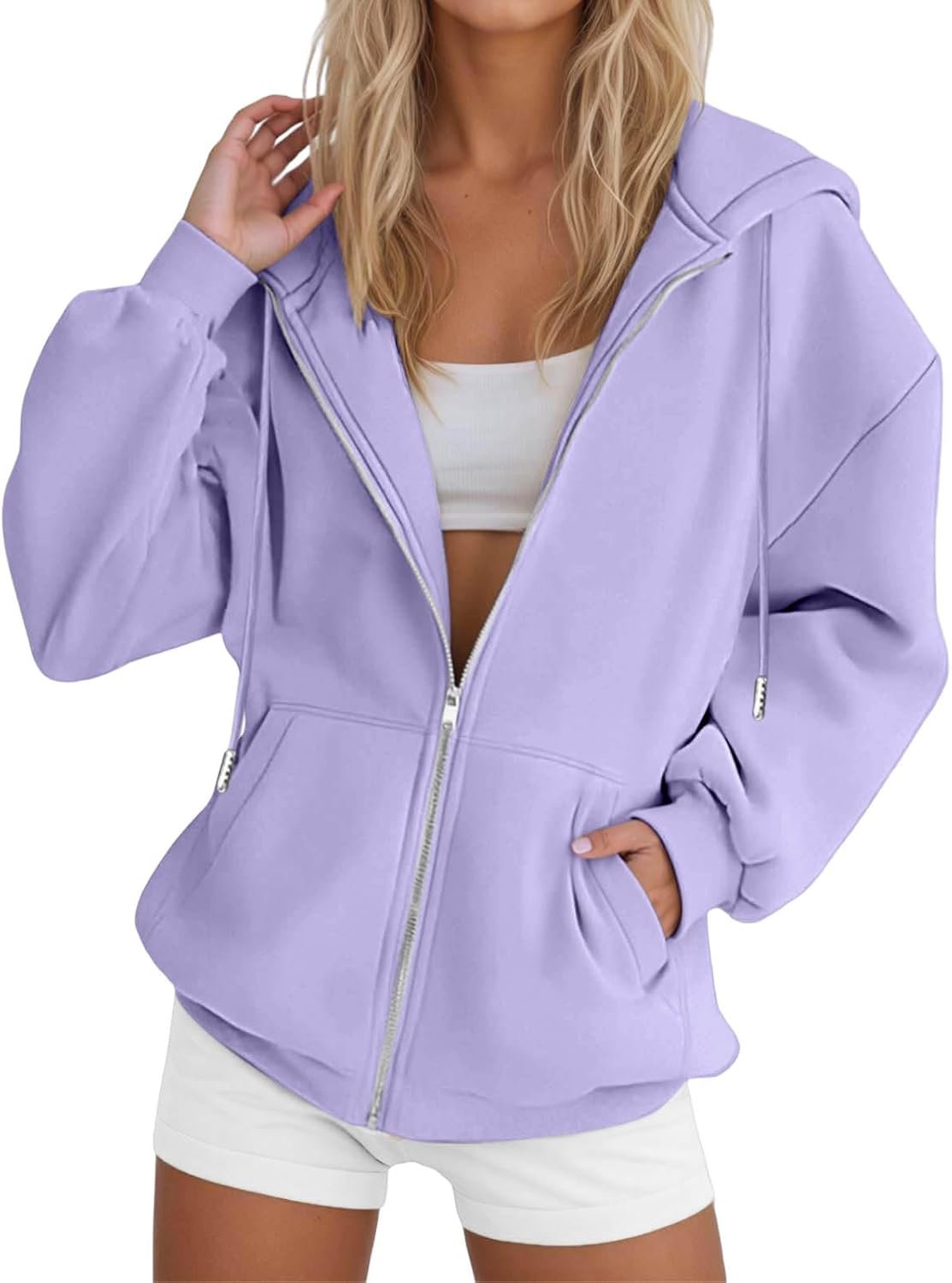 Womens Zip Up Hoodies 2026 Fall Winter Trendy Long Sleeve Hooded Sweatshirts Long Sleeve Comfy Casual Y2k Jacket