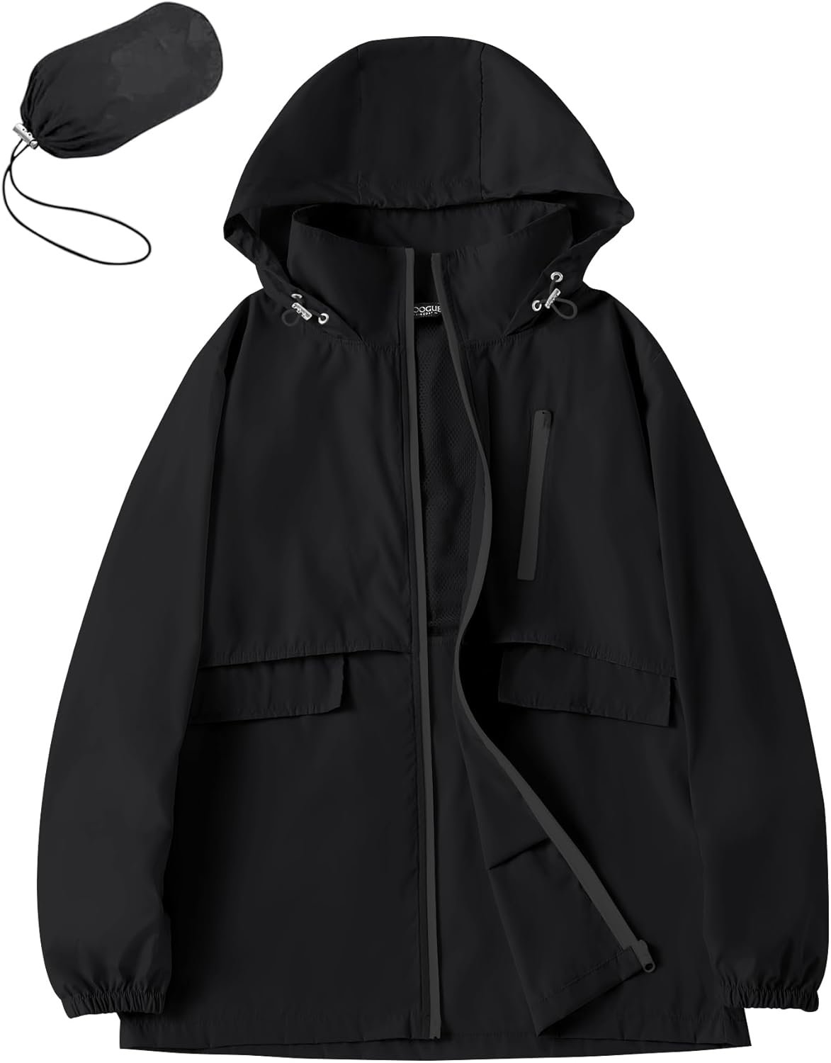 Avoogue Rain Jacket Women with Hooded Lightweight Waterproof Raincoats Packable Zipper Pockets Windbreakers
