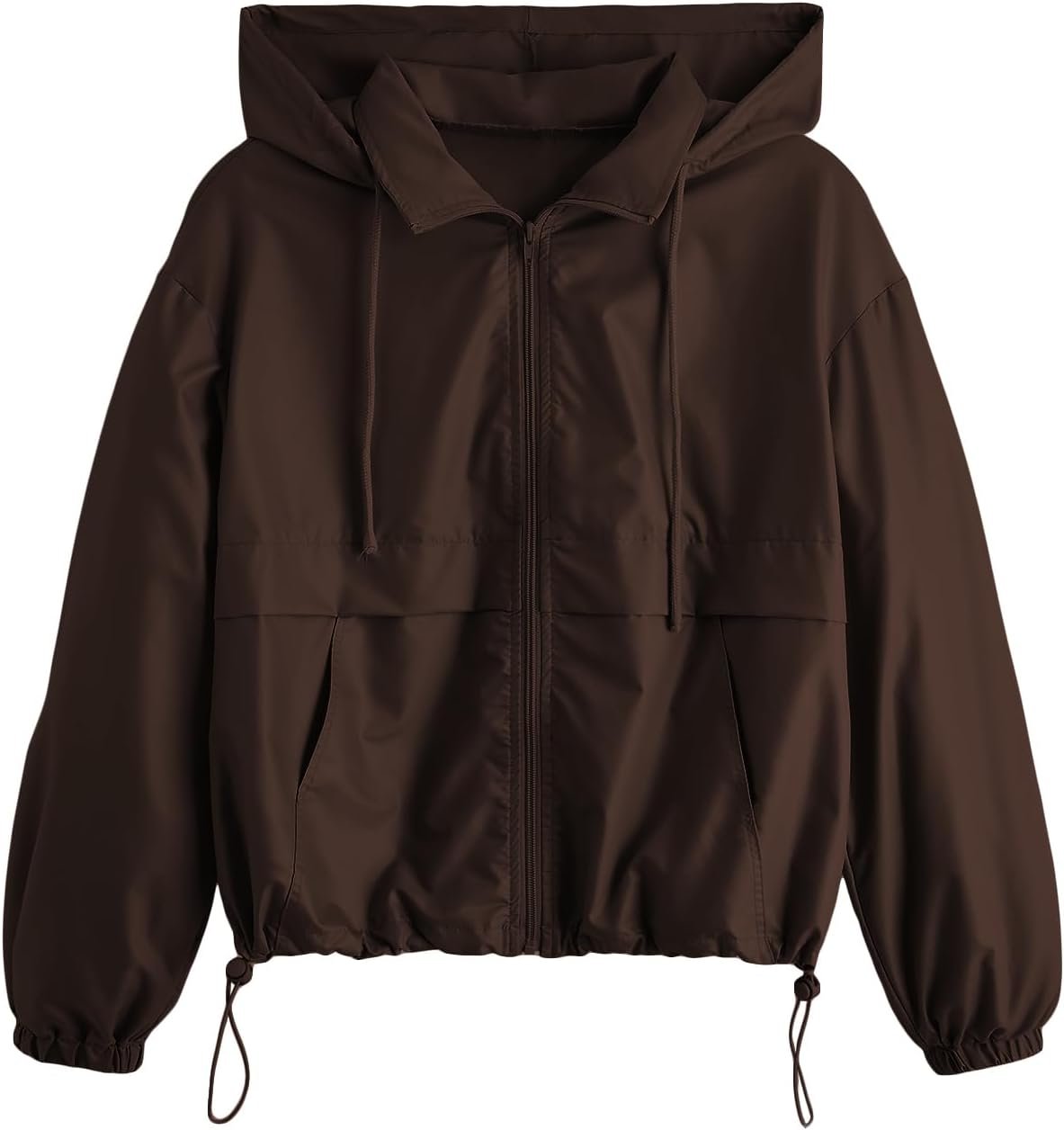Verdusa Women’s Zip Up Lightweight Windbreaker Jacket Sport Casual Workout Hoodie Outerwear with Pockets Rainy Day Outfits