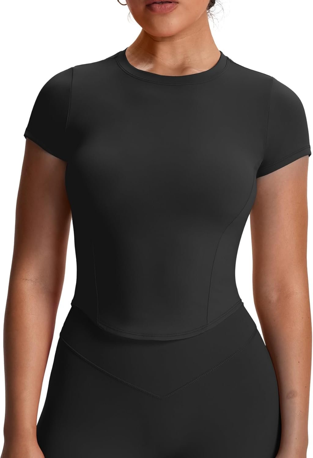 Aoxjox Women’s Short Sleeve T-Shirts GEO Baby Tee Workout Gym Yoga Crop Top