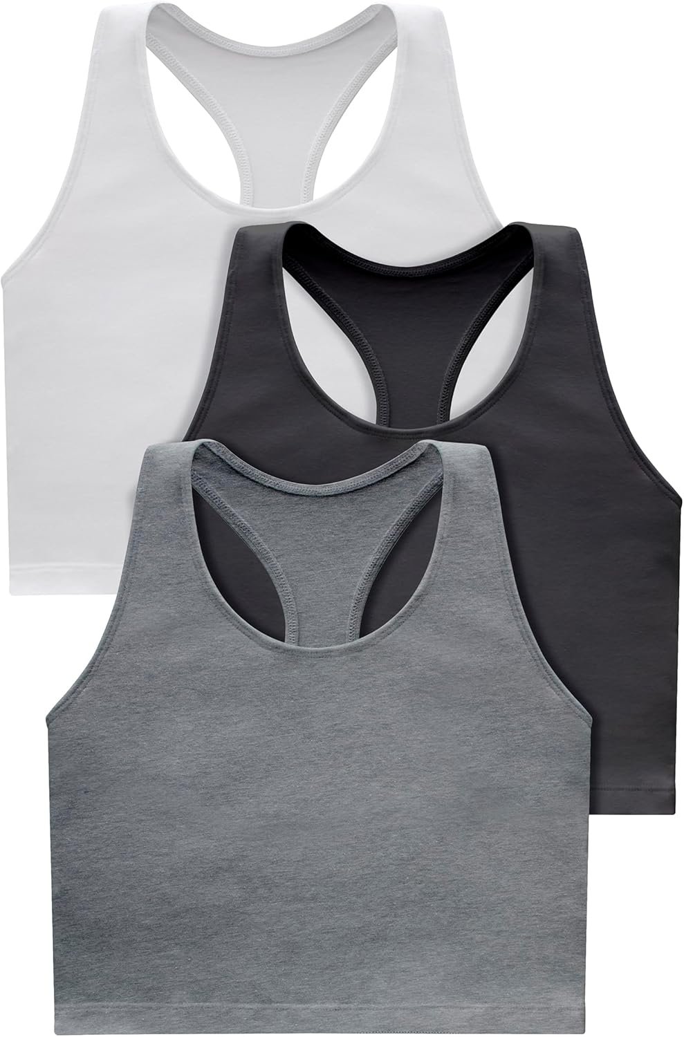 Hanes Light Workout, 3-Pack, Stretch-Cotton Cropped Yoga Tank Tops for Women with Built-in Bra