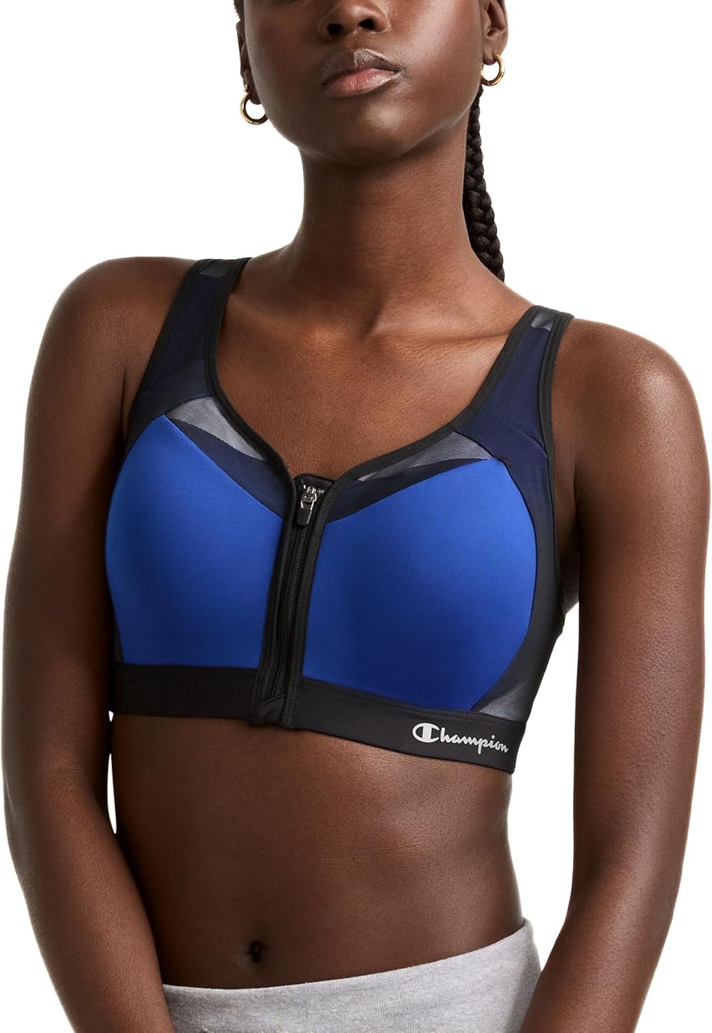 Champion Women’s Sports Bra, Motion Control Zip High-impact Sports Bra, Wirefree Bra for Women