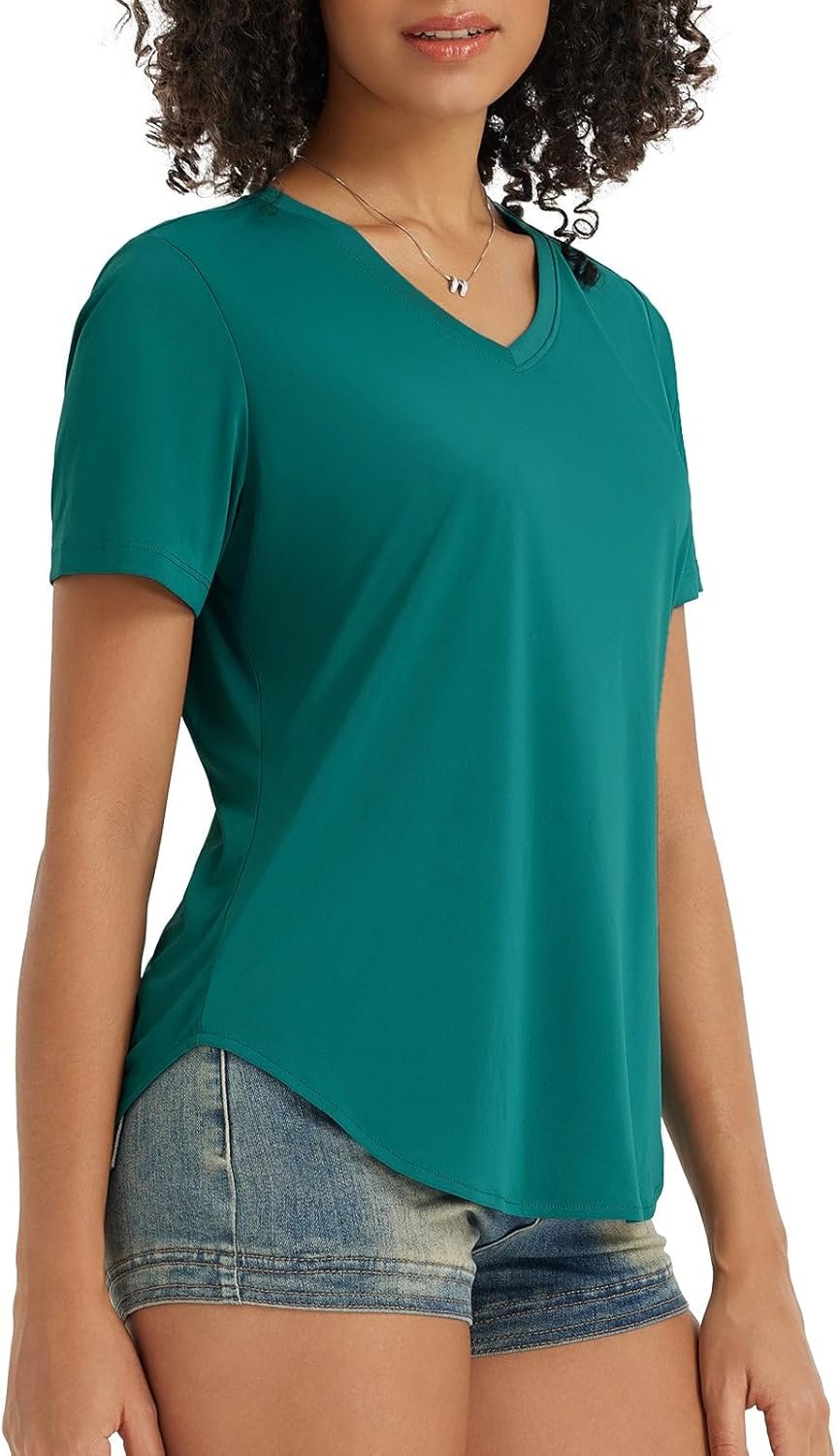 baleaf Women’s Sun Shirts UPF 50+ Short Sleeve UV Protection V Neck Top Moisture Wicking Quick Dry for Hiking Workout Running