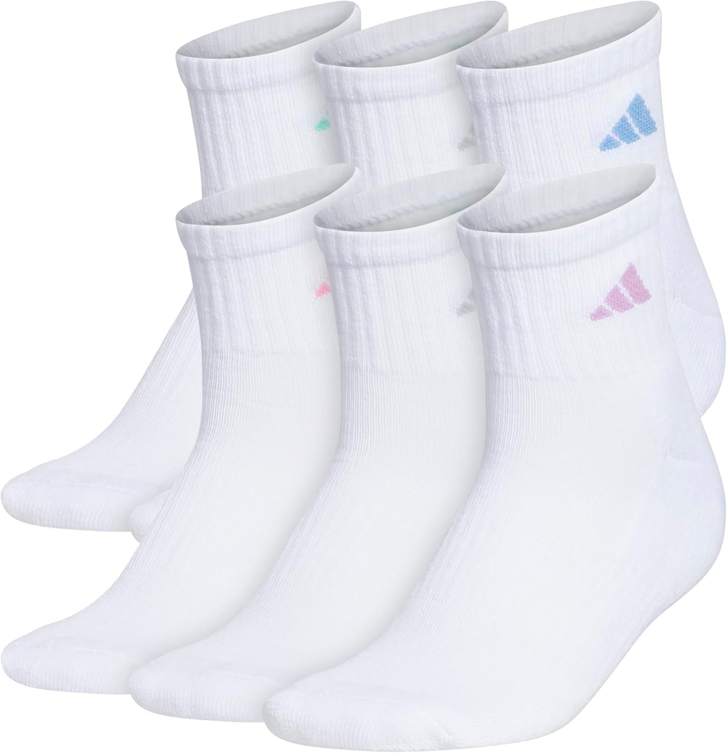 adidas Women’s Athletic Cushioned Quarter Ankle Socks (6 Pairs) Durable & Comfortable