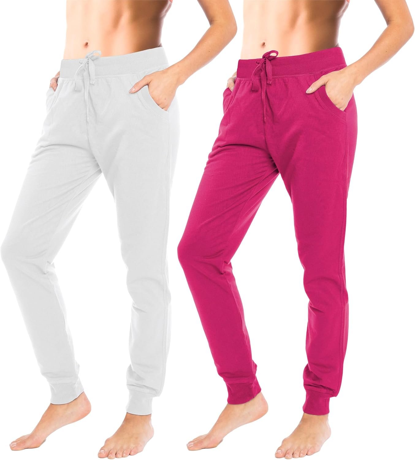 Sexy Basics Women’s Drawstring Joggers | Knit Cotton Sweat Pants | Multi Packs & Colors