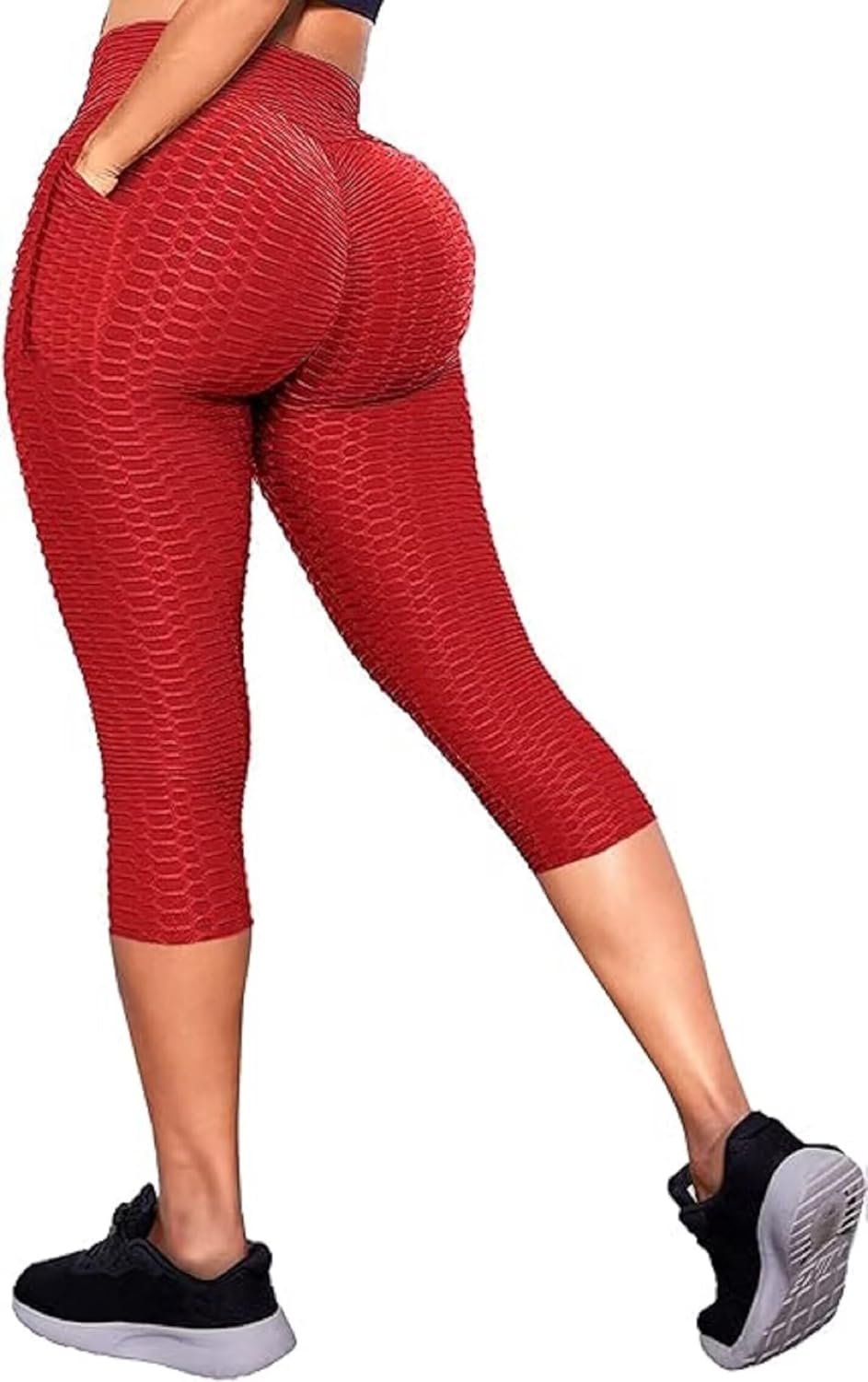 Msicyness Leggings Women’s High Waist Yoga Pants Butt Lift Tummy Control Leggings Textured Scrunch Booty Tights