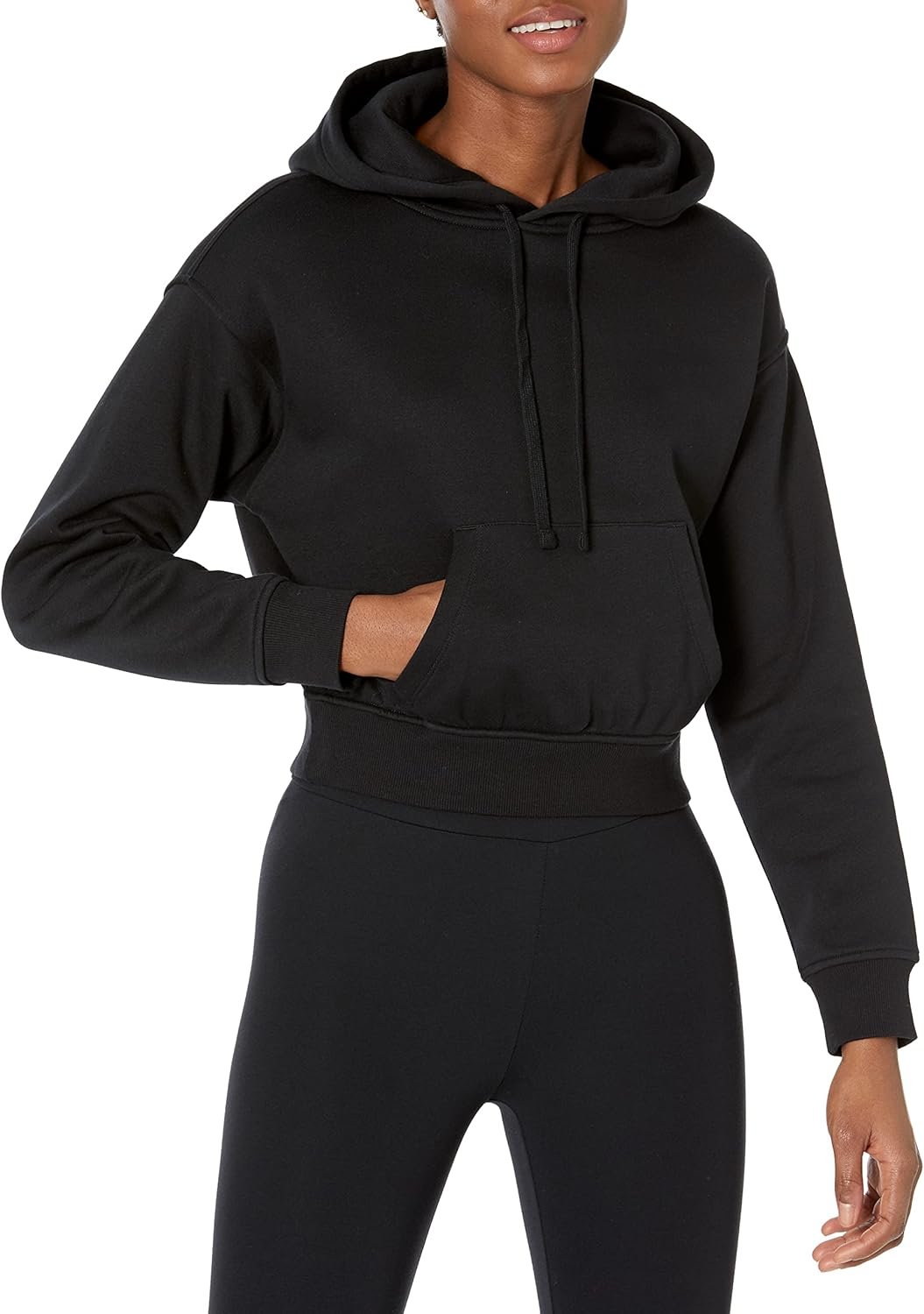 Amazon Essentials Women’s Crop Pullover Hoodie Sweatshirt with Kangaroo Pocket (Available in Plus Size)