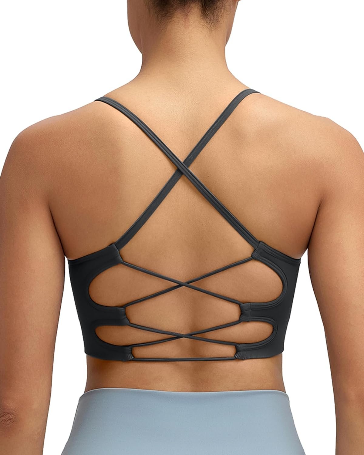 RUNNING GIRL Sports Bras for Women,Sexy Crisscross Back Seamless Supportive Sports Bra Medium Support with Removable Pads
