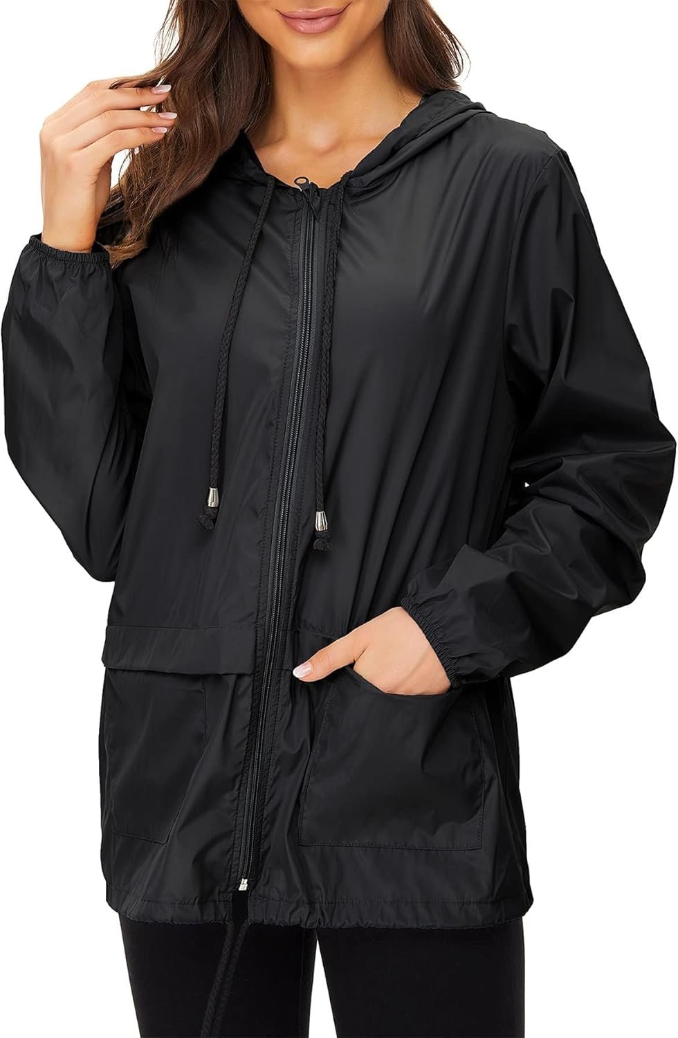 Zando Lightweight Rain Jacket Women Waterproof – Raincoat for Women Packable Rain coat Hooded Windbreaker for Travel Outdoor