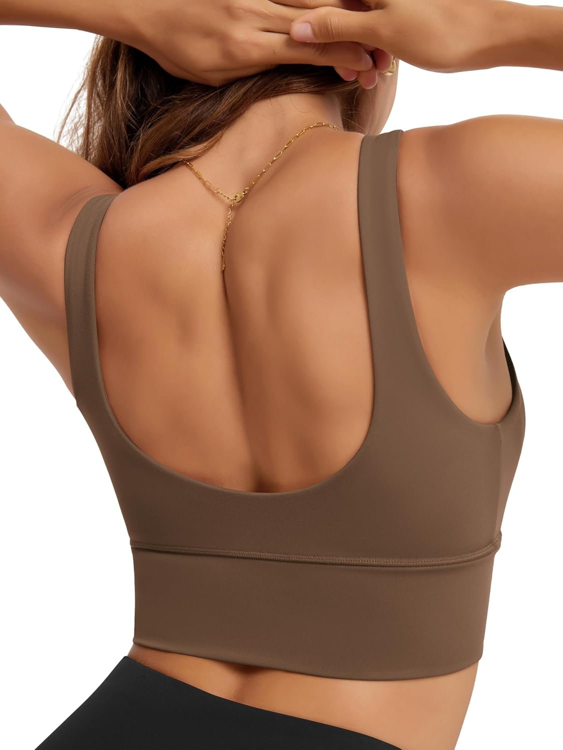 ODODOS Women’s Longline U-Back Sports Bra V-Neck Padded Yoga Workout Wirefree Tank Top