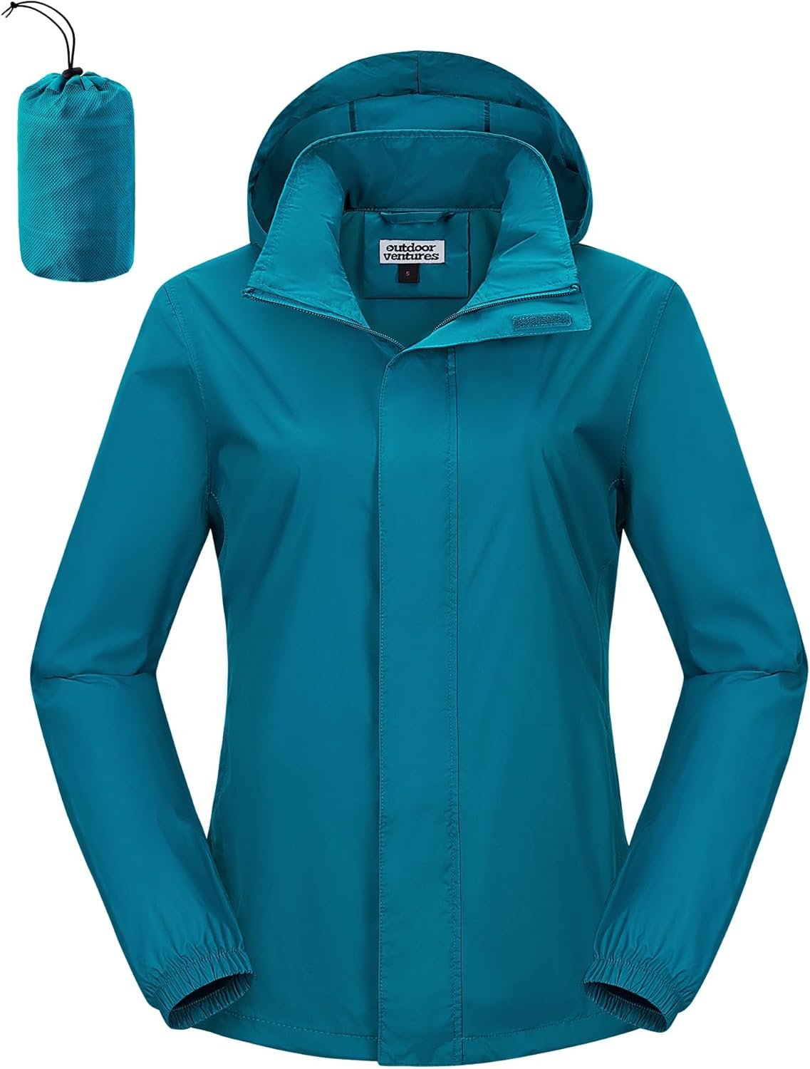 Outdoor Ventures Women’s Rain Jacket Lightweight Packable Waterproof Rain Coat with Hood for Travel Golf Hiking Windbreaker