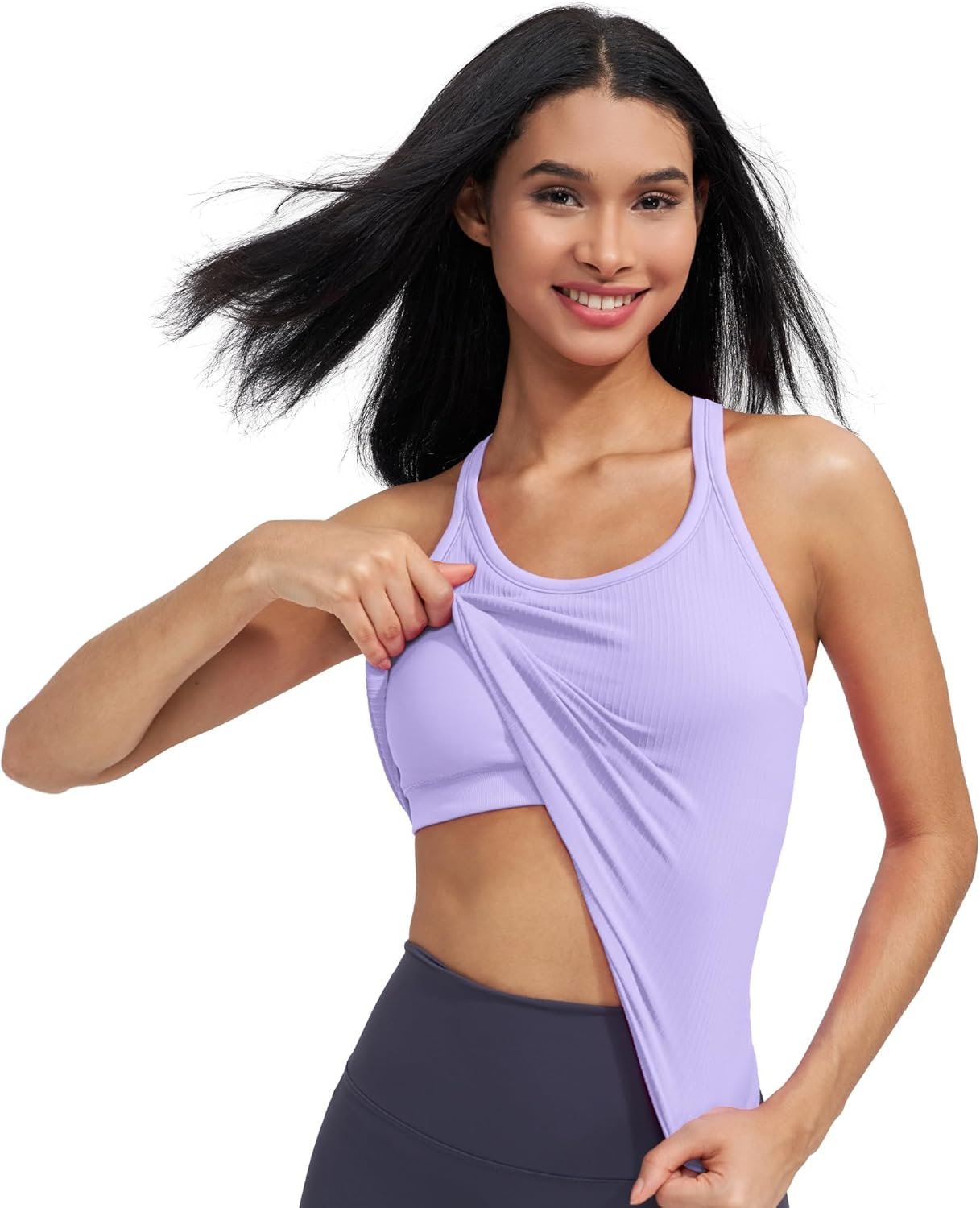 sphinx cat Womens Ribbed Workout Crop Tops with Built in Bra Yoga Racerback Tank Top Slim Fit