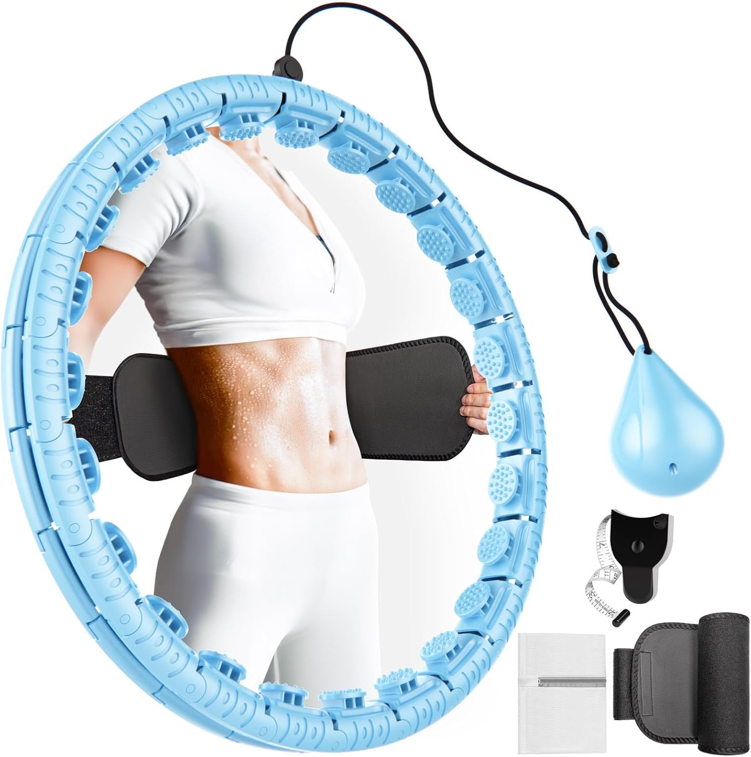 Weighted Fitness Hoop for Adults Weight Loss,Infinity Weighted Hoop Plus Size with Sweat Belt,Waist Trainers for Women,Exercise Hoop Womens Weight Loss At Home