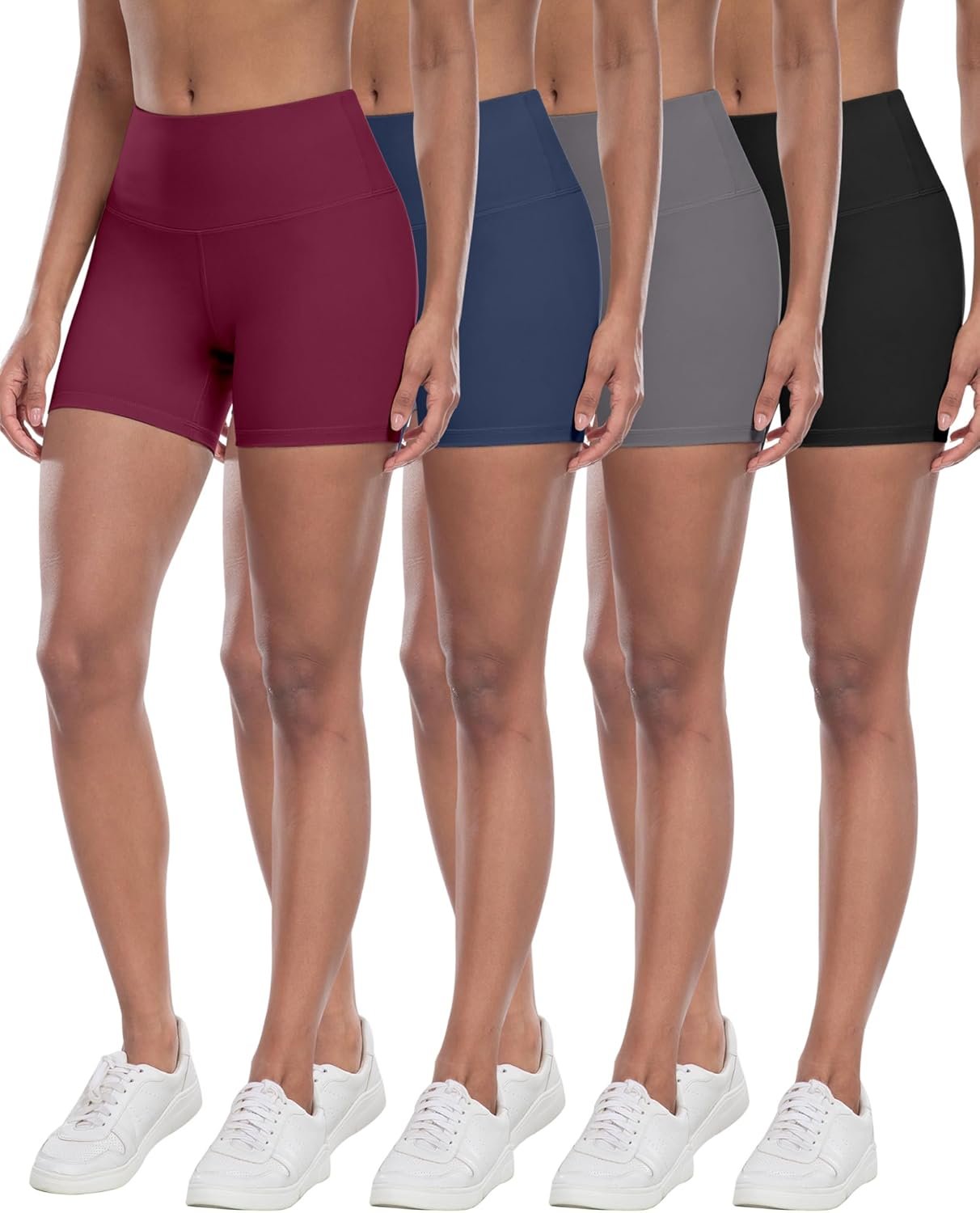 CHRLEISURE High Waisted Spandex Biker Shorts, Workout Booty Soft Yoga Shorts for Women