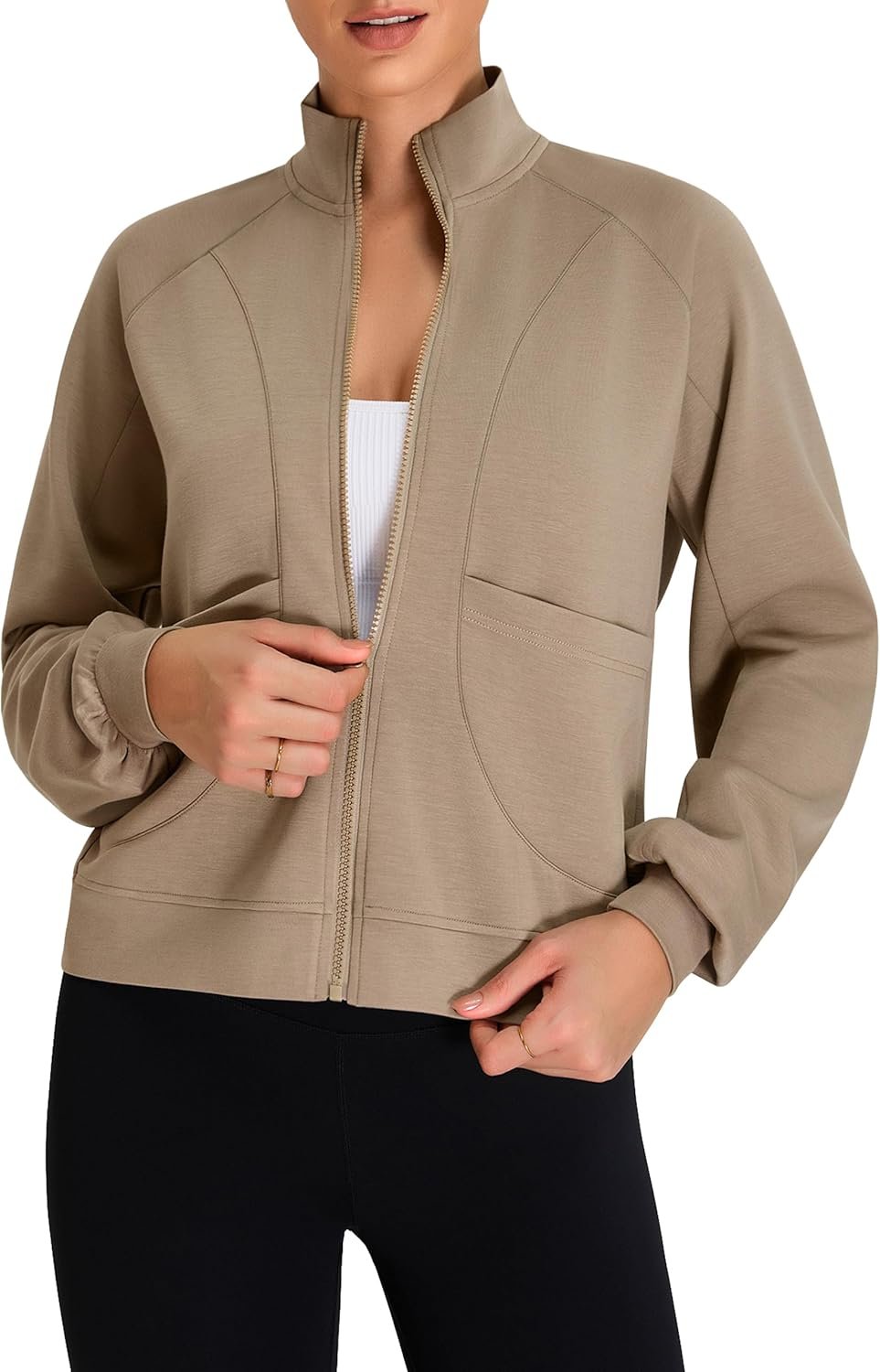 BMJL Womens Sweatshirt Zip Up Hoodie Active Long Sleeve Workout Tops Funnel Neck Athleisure Clothes Fall Jackets Outfits