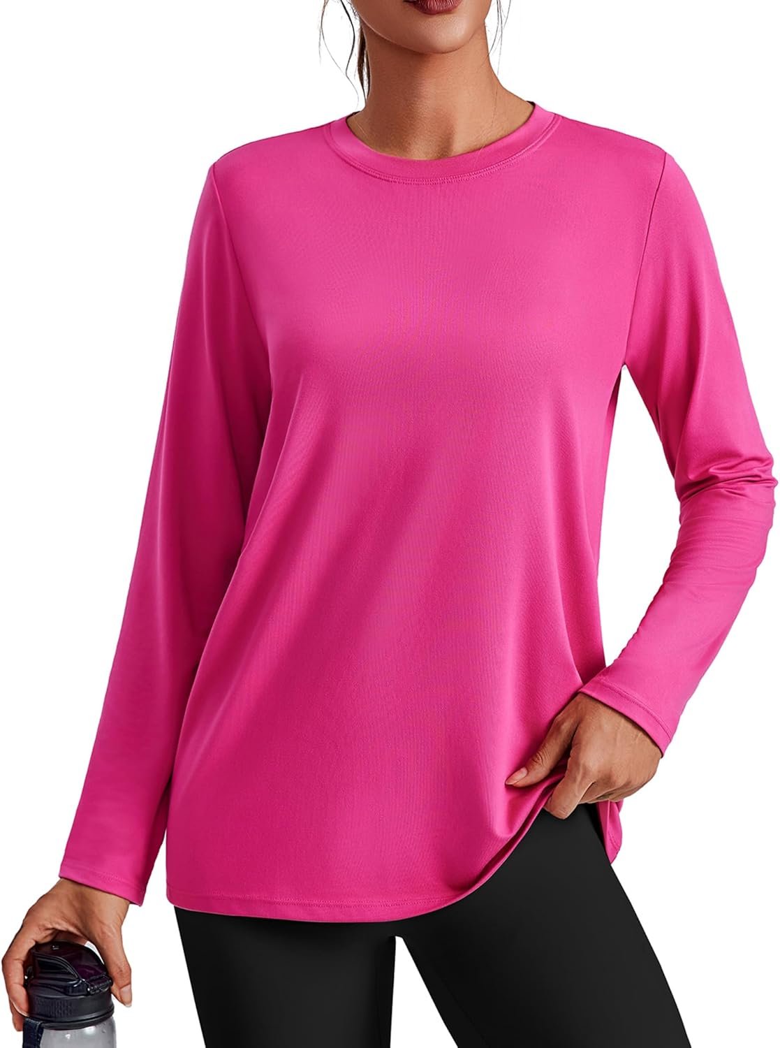 PINSPARK Workout Tops for Women Long Sleeve Yoga Shirts Quick Dry UPF 40+ Athletic Top Loose Fit for Running Gym Hiking