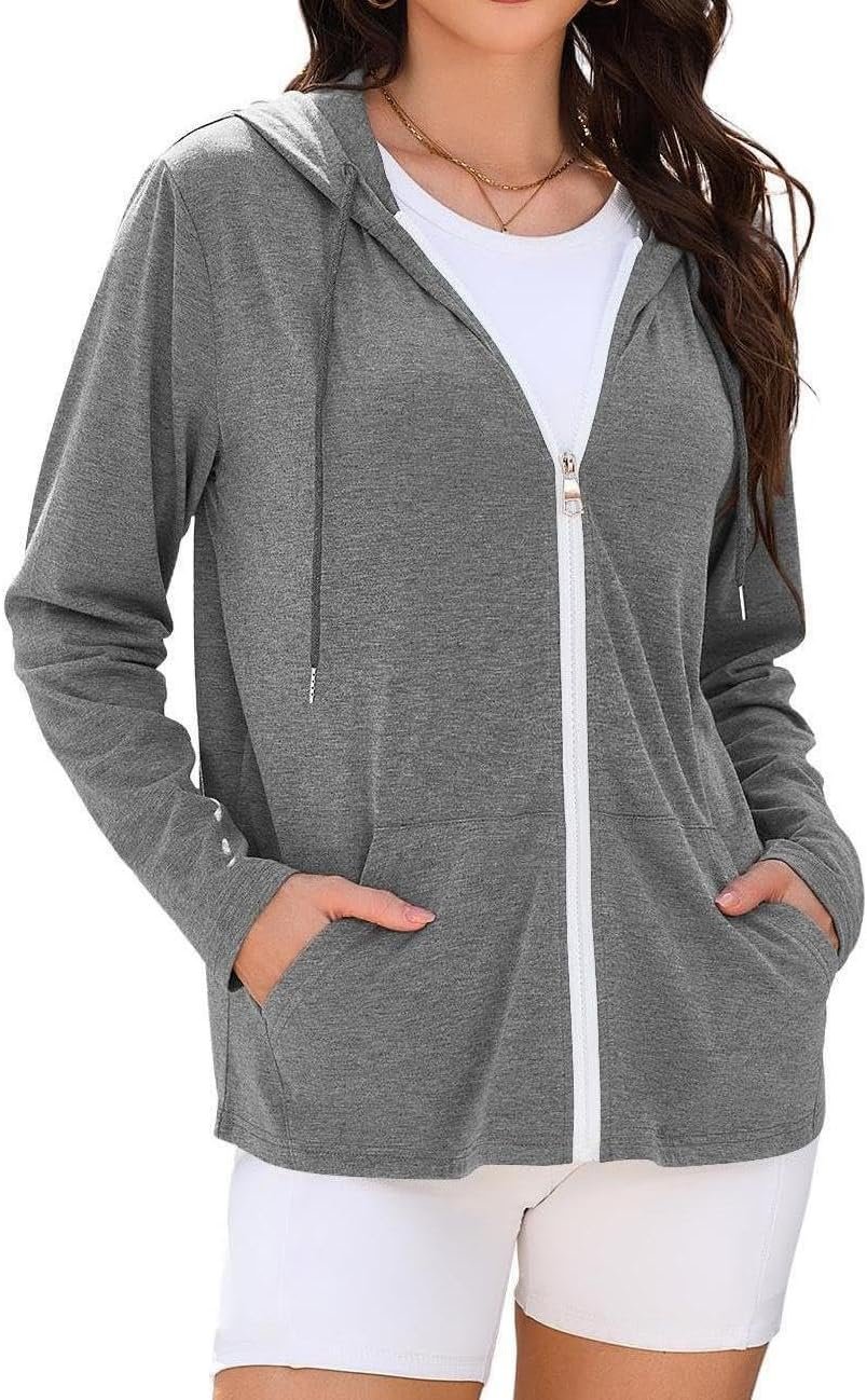 TASAMO Zip Up Hoodie Women Y2K Oversized Sweatshirt Long Sleeve 2026 Comfy Lightweight Outfit Jackets Workout Clothe