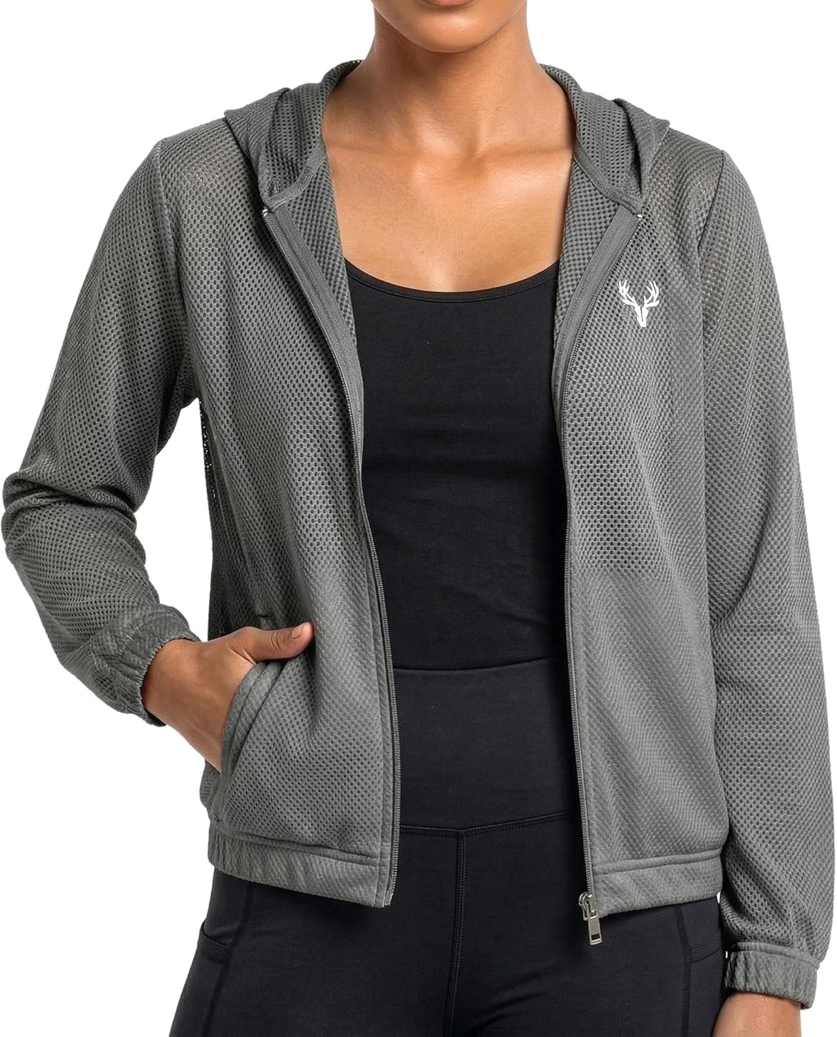 Womens Mesh Zip Up Hoodie Jacket Lightweight Breathable Athletic Cover Up Gym Yoga Running 5 Colors