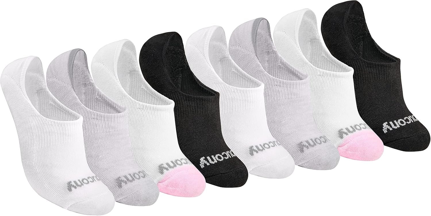 Saucony Women’s No Show Cushioned Invisible Liner Socks (8, 16 Pairs)