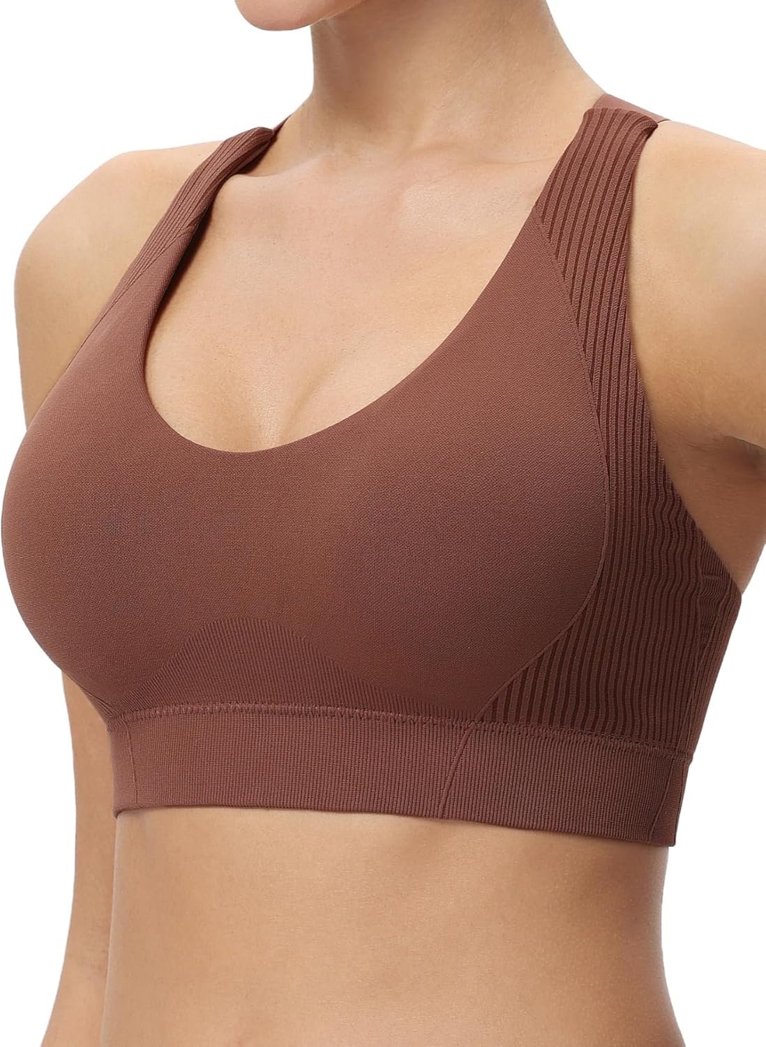 Sports Bra for Women High Support, Adjustable Straps, Padded Seamless Push Up High Impact Workout Bra for Running Yoga