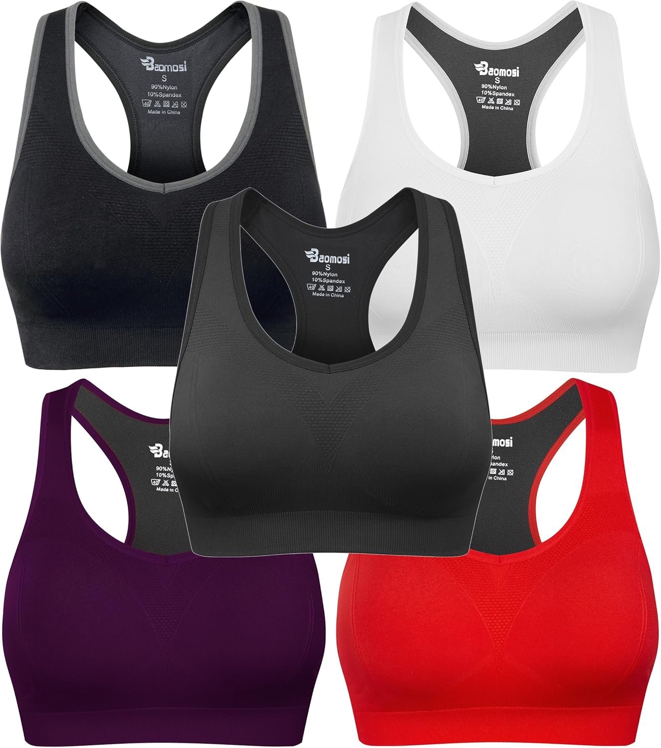 Women’s Seamless Racerback Sports Bra High Impact Support Yoga Gym Workout Fitness