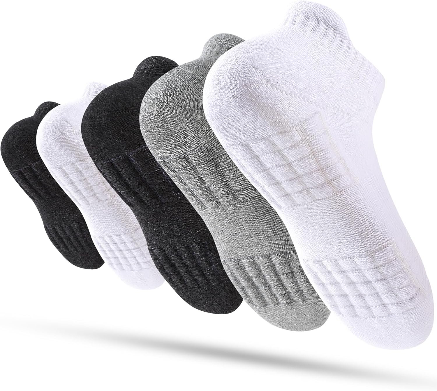 Women’s Ankle Athletic Running Socks, Cotton Cushioned Anti-Blister Breathable Socks (5 Pairs)