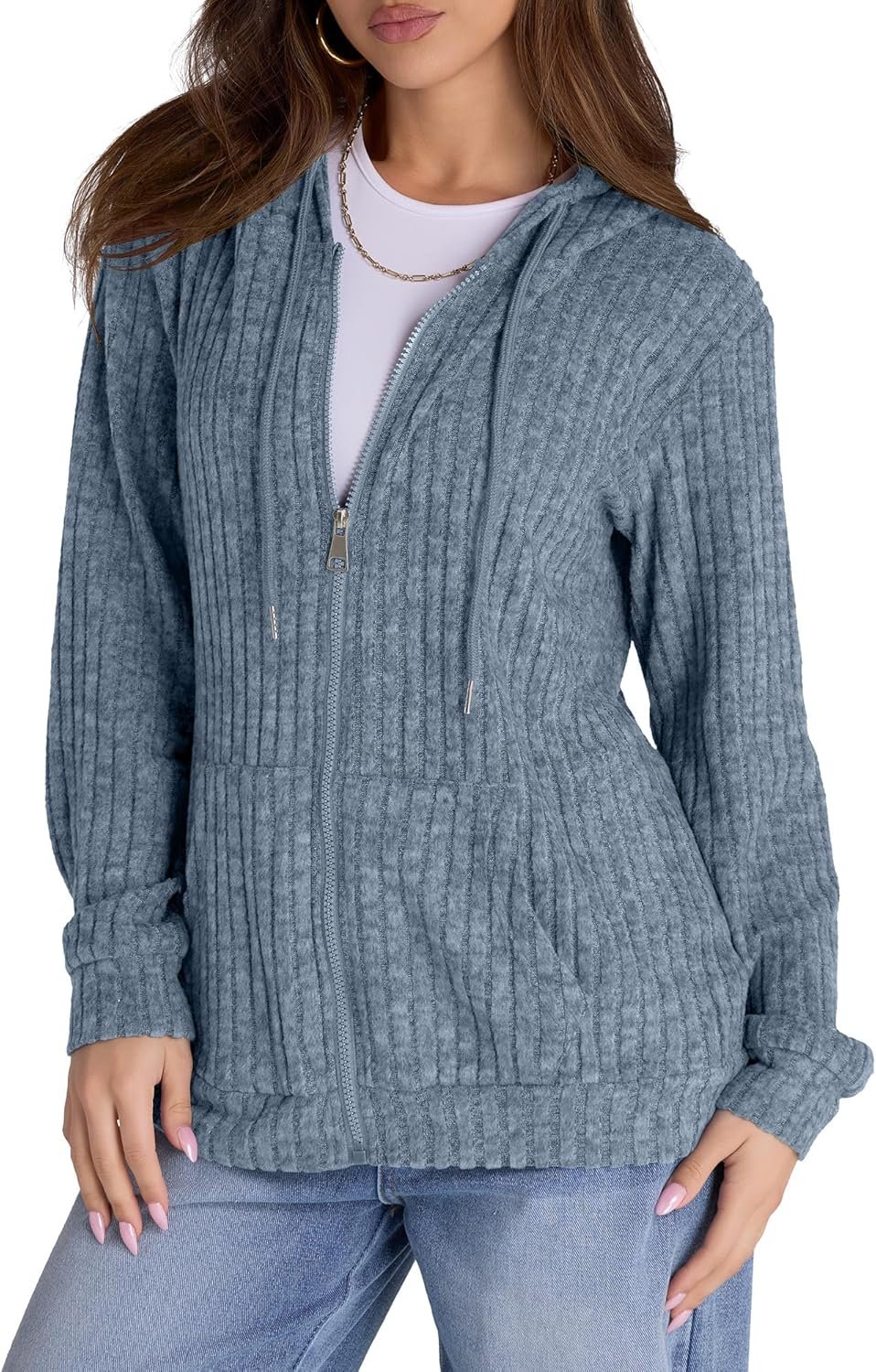 Witsmile Zip Up Hoodie Women Oversized Sweatshirt Long Sleeve 2026 Fall Outfit Lightweight Jackets Workout Clothes