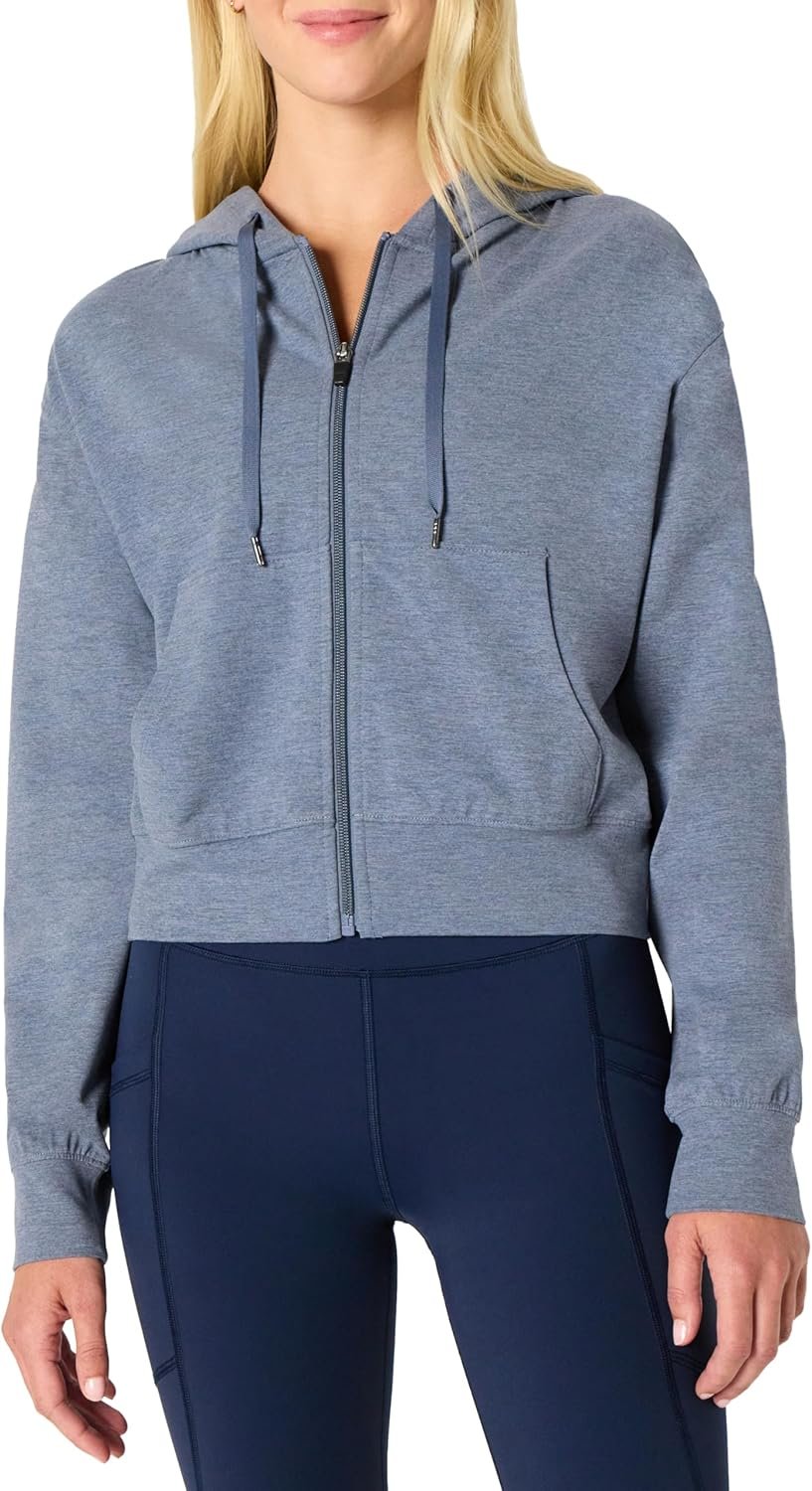 Amazon Essentials Women’s Athletic Soft Performance Lightweight Cropped Zip Up Workout Hoodie