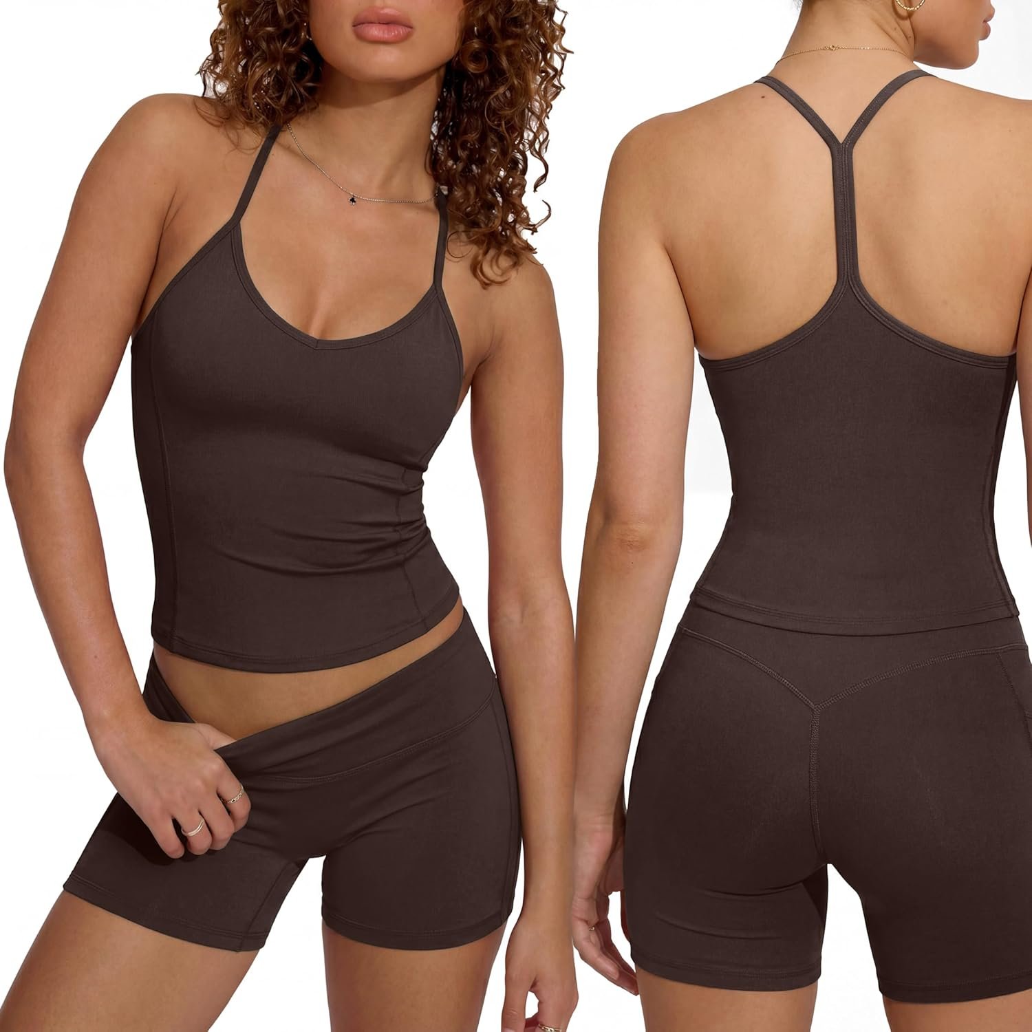 SUUKSESS Women Sexy Workout Sets Padded Sports Bra High Waisted Shorts Outfits