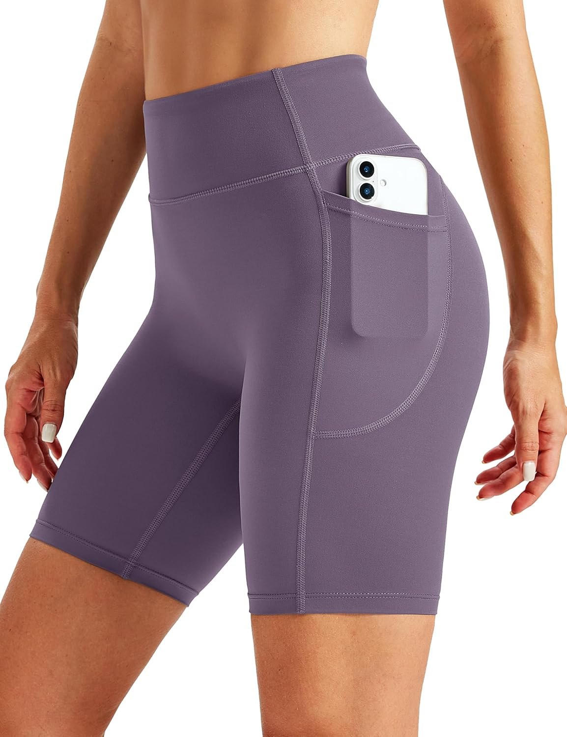 MAGCOMSEN Women’s 8″ Biker Shorts No Front Seam High Waisted Yoga Workout Gym Spandex Shorts with Pockets Tummy Control