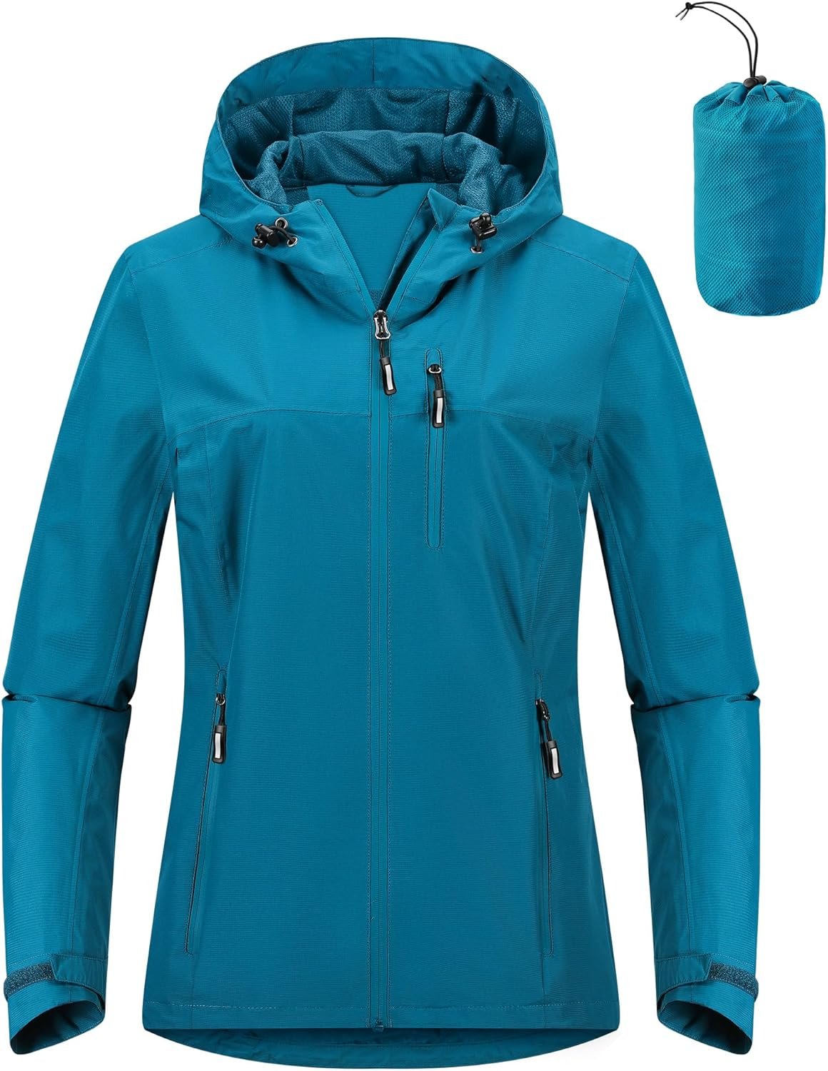 Outdoor Ventures Packable Rain Jacket Women Lightweight Waterproof Raincoat with Hood Cycling Bike Jacket