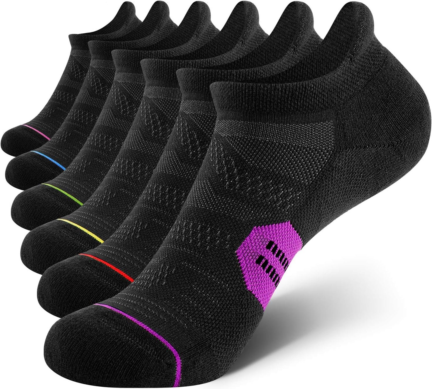 CS CELERSPORT 6 Pack Women’s Ankle Running Socks Cushioned Low Cut Tab Athletic Socks